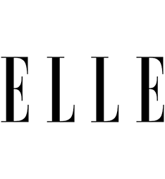 ELLE magazine logo in black uppercase letters on a white background