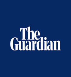 The Guardian logo with white text on a dark blue background.