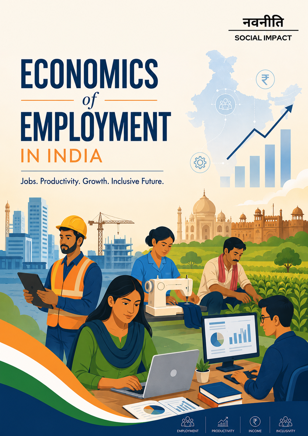 Economics of Employment in India report cover on employment, productivity and inclusive growth
