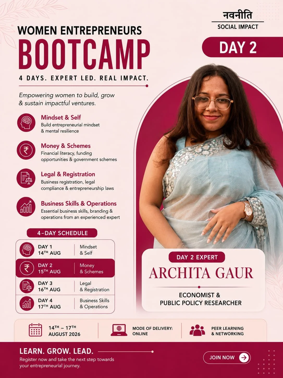 Archita Gaur, Day 2 expert for Women Entrepreneurs Bootcamp