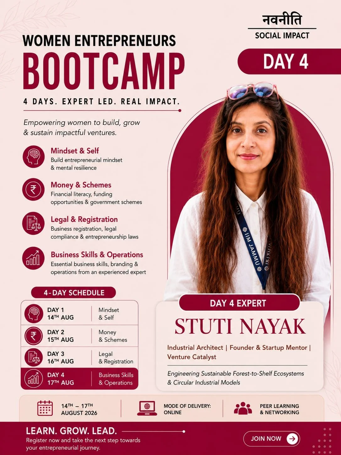 Stuti Nayak, Day 4 expert for Women Entrepreneurs Bootcamp