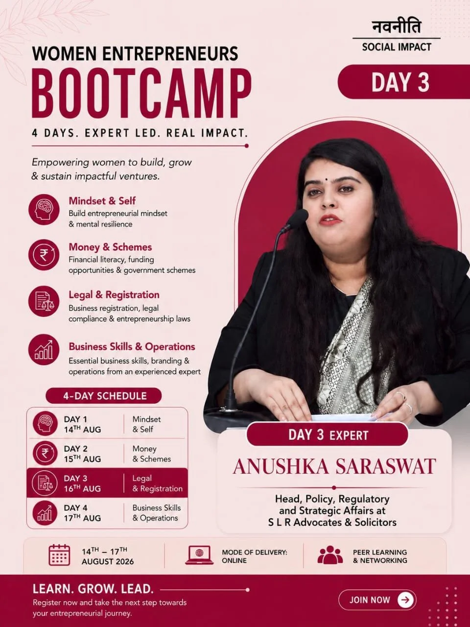 Anushka Saraswat, Day 3 expert for Women Entrepreneurs Bootcamp