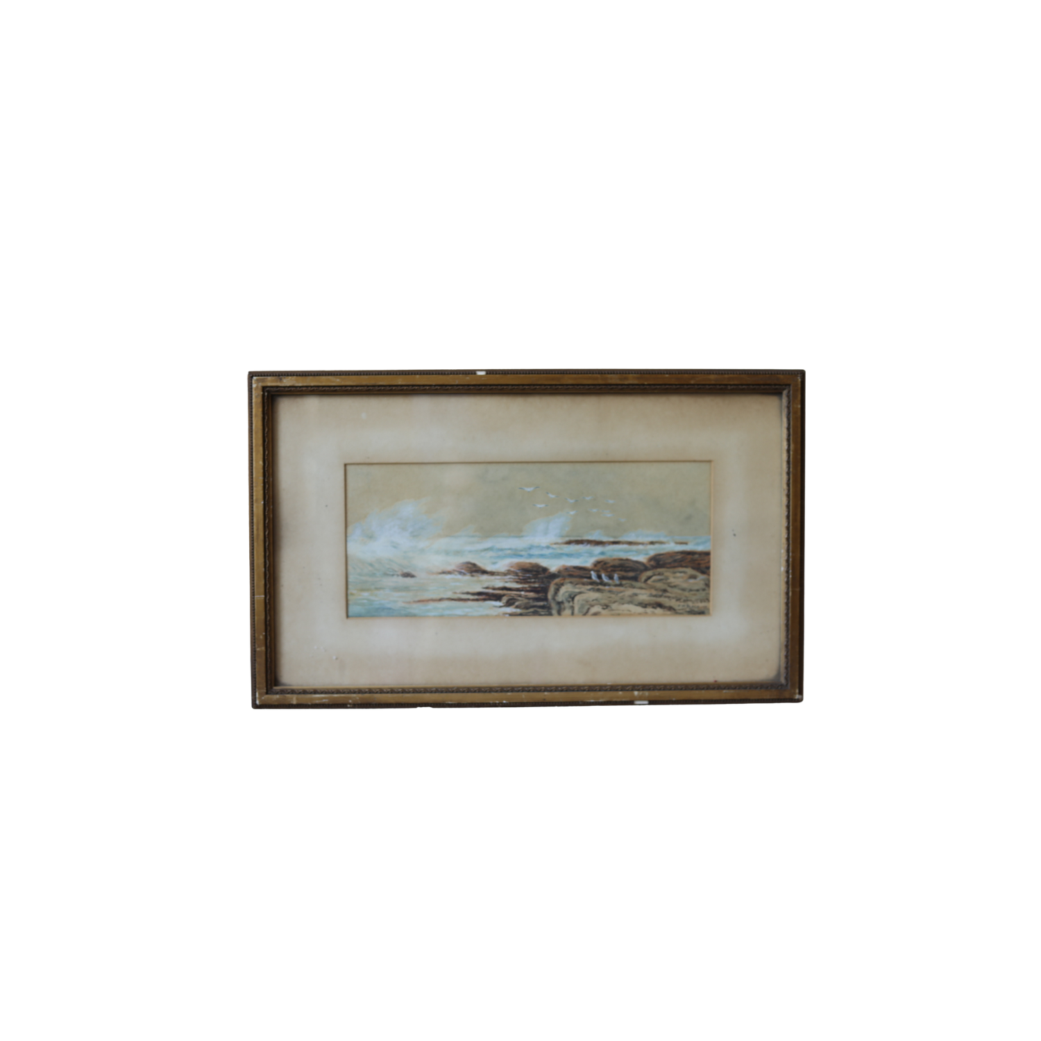 Antique English Coastal Watercolor, 1912
