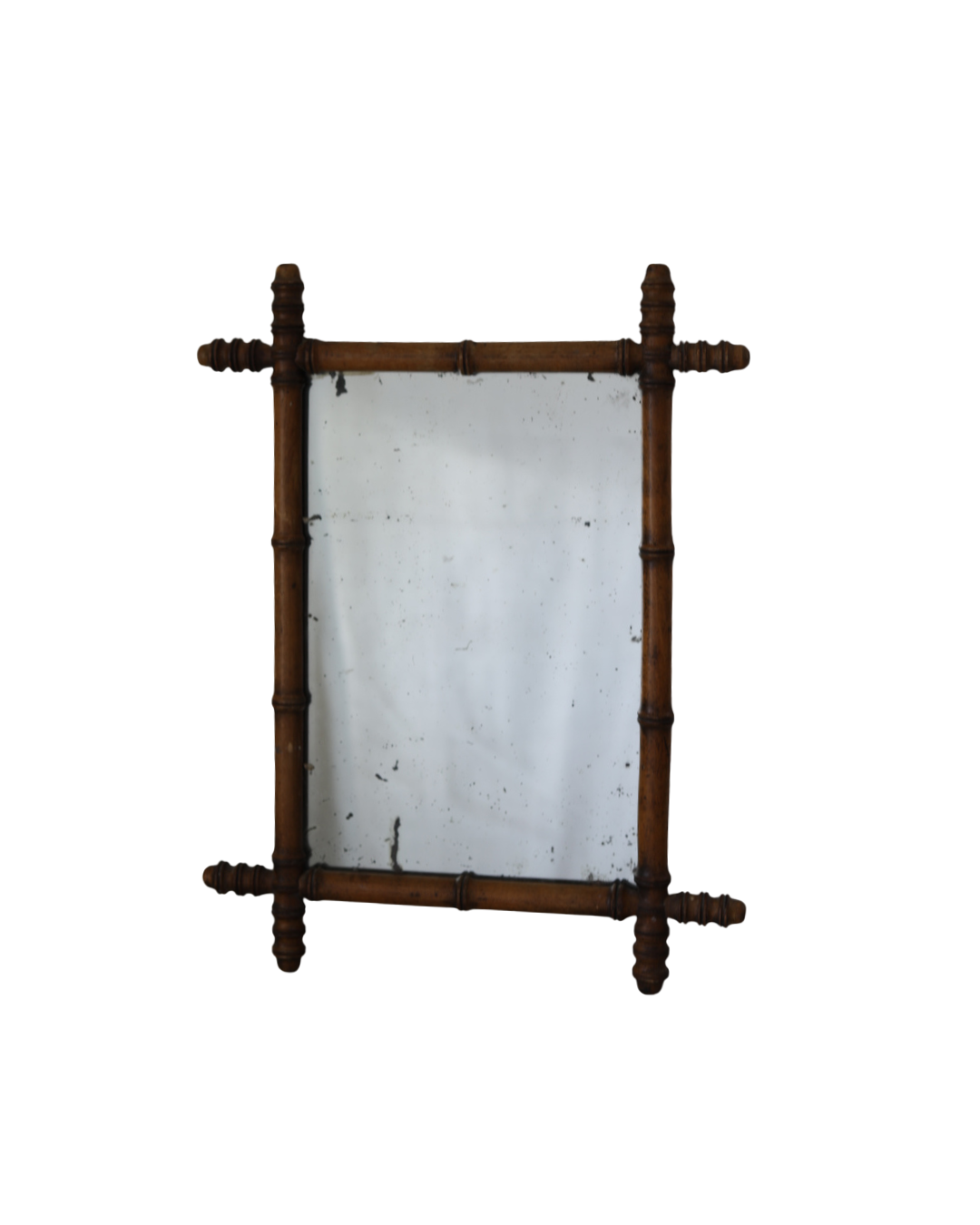 French Faux Bamboo Mirror with Original Mercury Glass