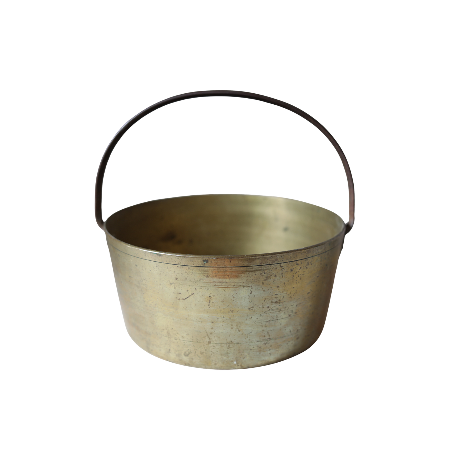 English Brass Preserving Pan with Iron Bail Handle