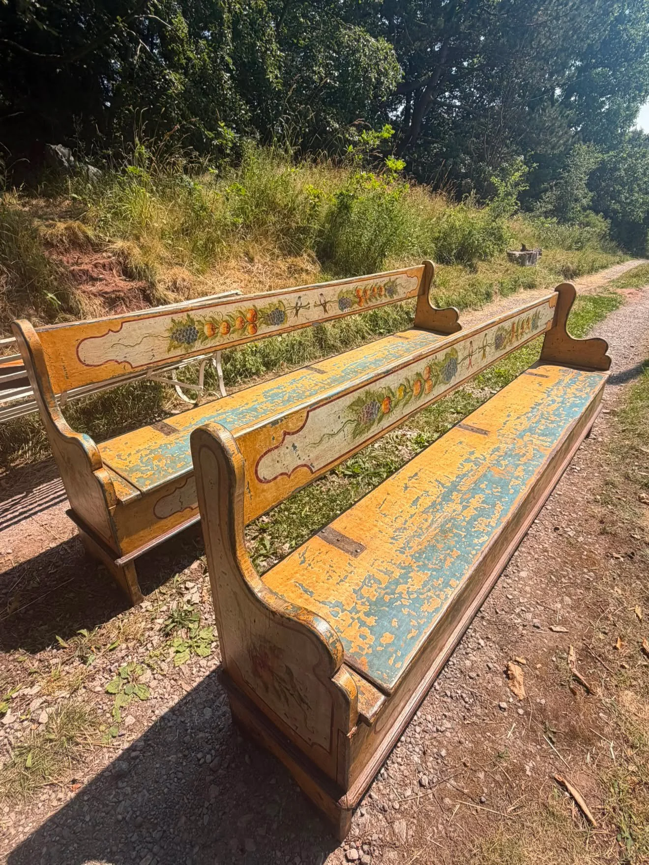 Italian Hand-Painted Benches and Refectory Table