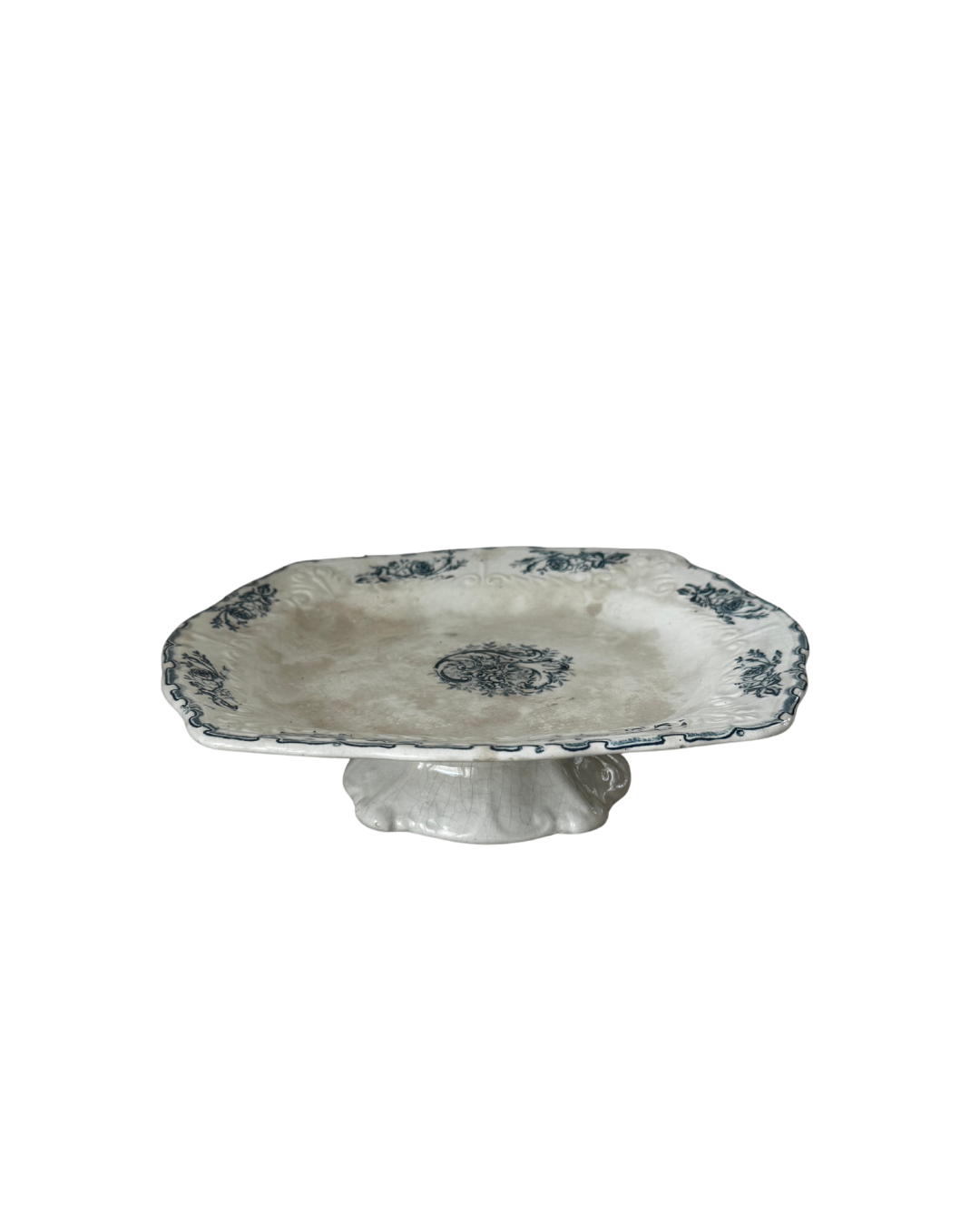 Antique French Terre de Fer Pedestal Dish, Compotier