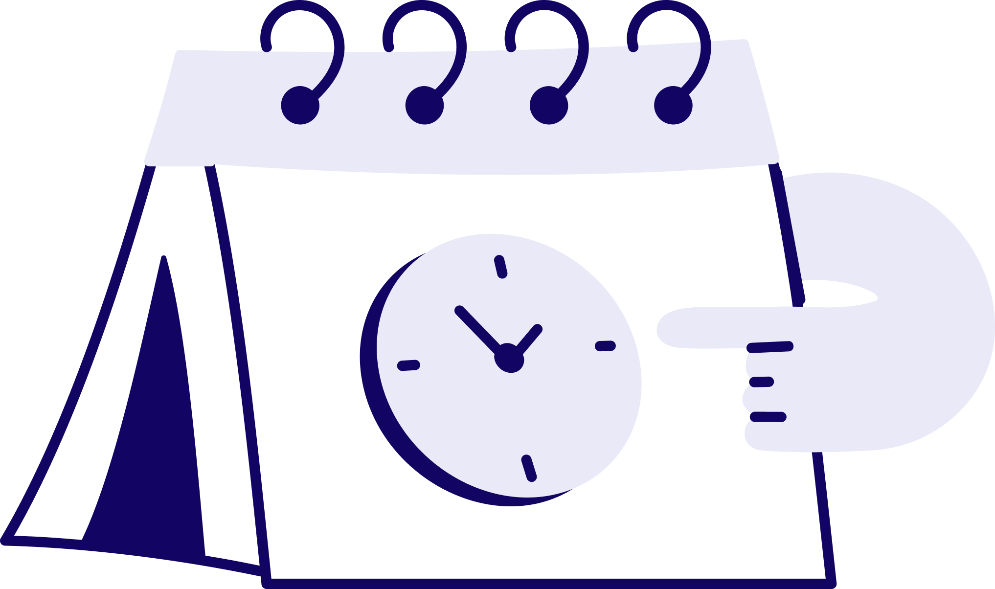 Schildkröte mit Uhr und Fragezeichen auf der Oberseite, die von einer Hand gehalten wird.