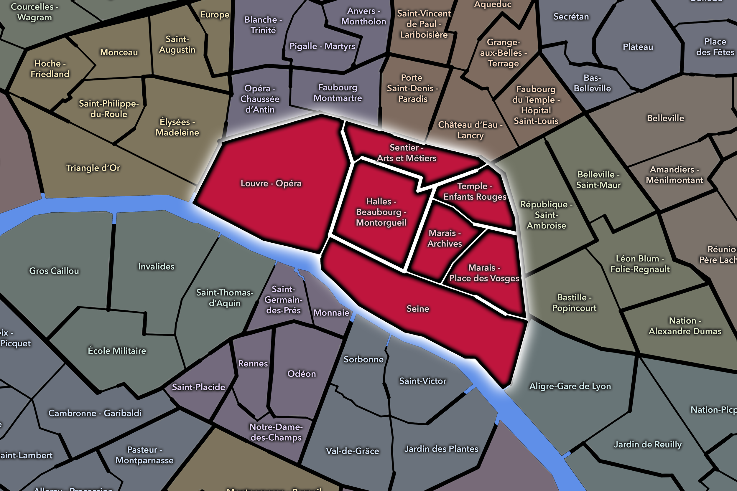   Paris Centre — 1er - 4e | Paris Conseils de Quartier Neighborhood Map  