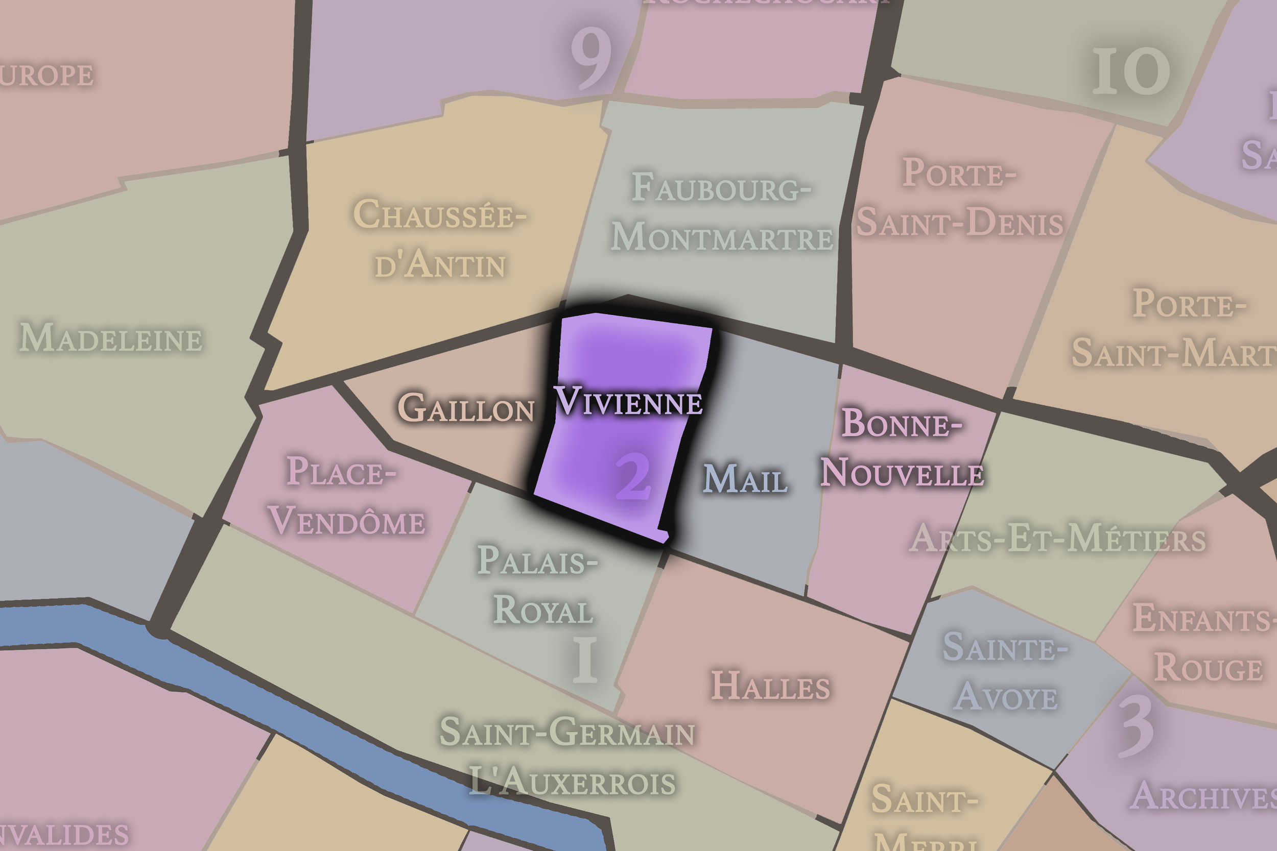   2e — Vivienne | Paris Administrative Quarter Neighborhood Map  