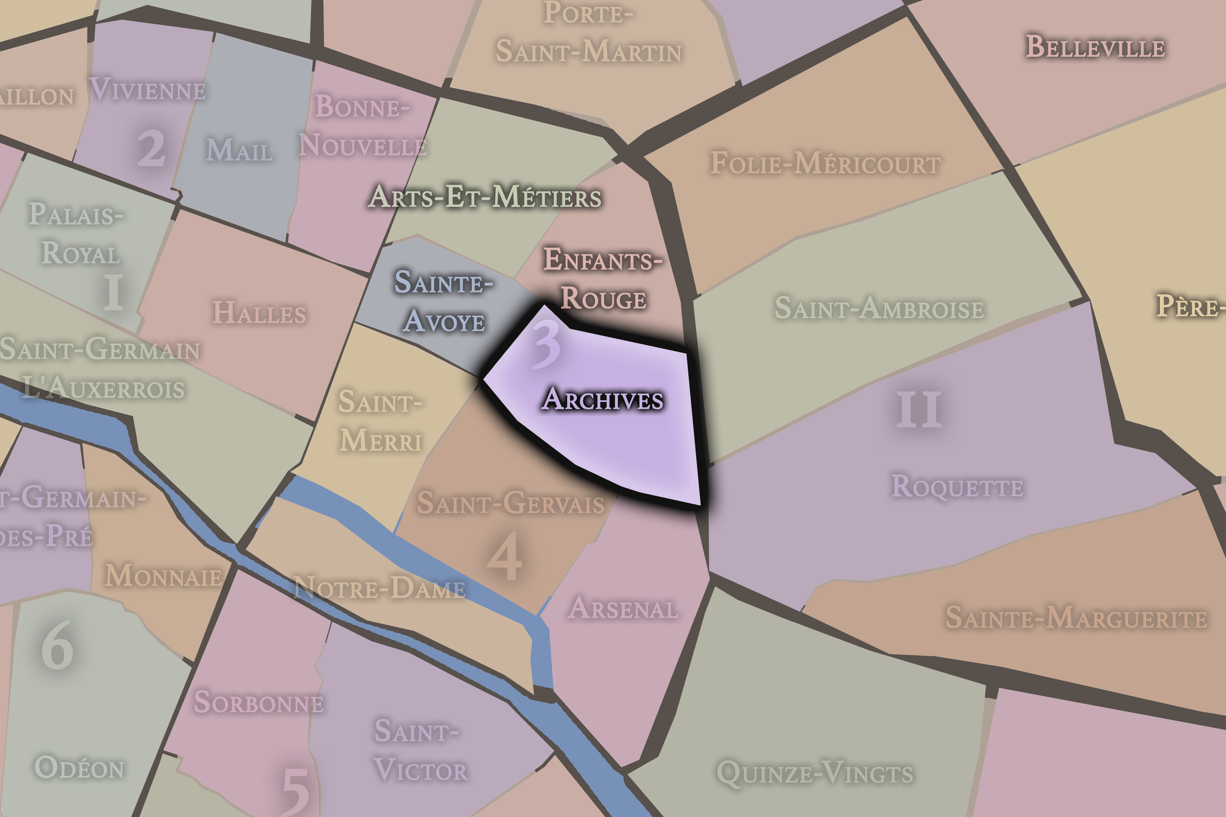   3e — Archives | Paris Administrative Quarter Neighborhood Map  
