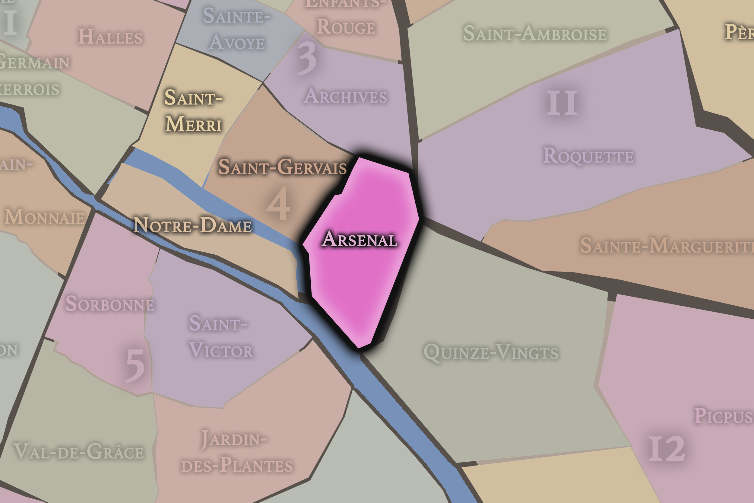   4e — Arsenal | Paris Administrative Quarter Neighborhood Map  