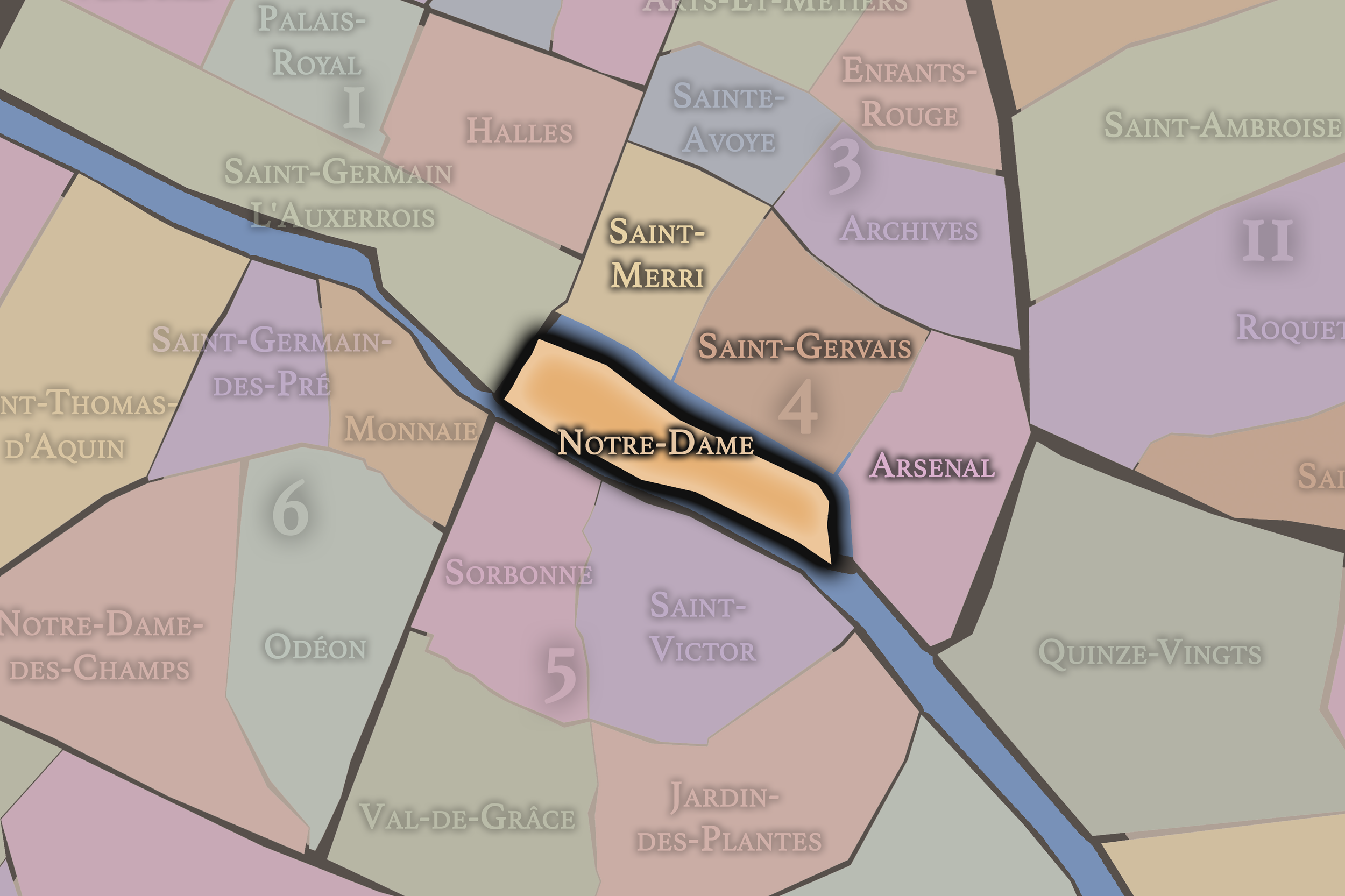   4e — Notre-Dame | Paris Administrative Quarter Neighborhood Map  