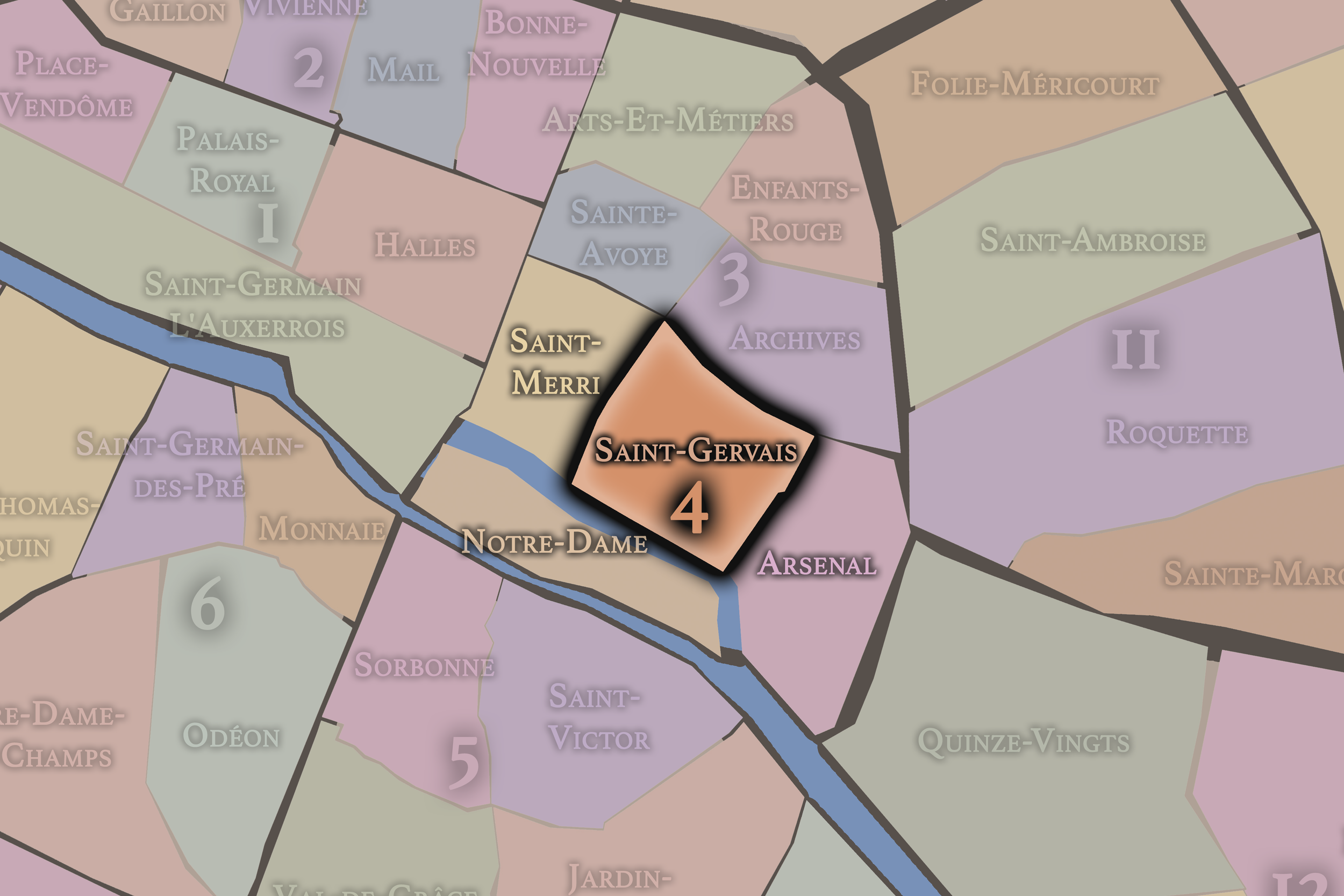   4e — Saint-Gervais | Paris Administrative Quarter Neighborhood Map  