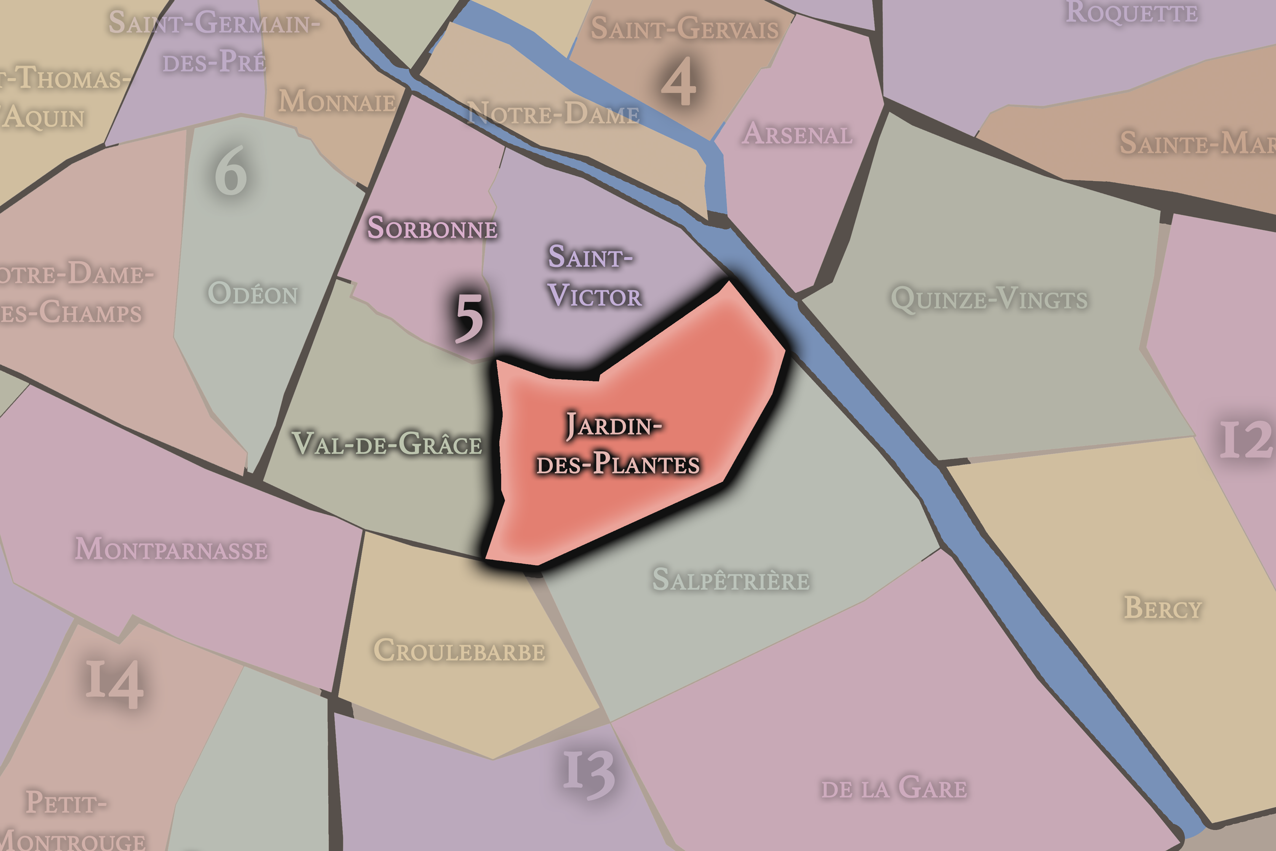   5e — Jardin-des-Plantes | Paris Administrative Quarter Neighborhood Map  