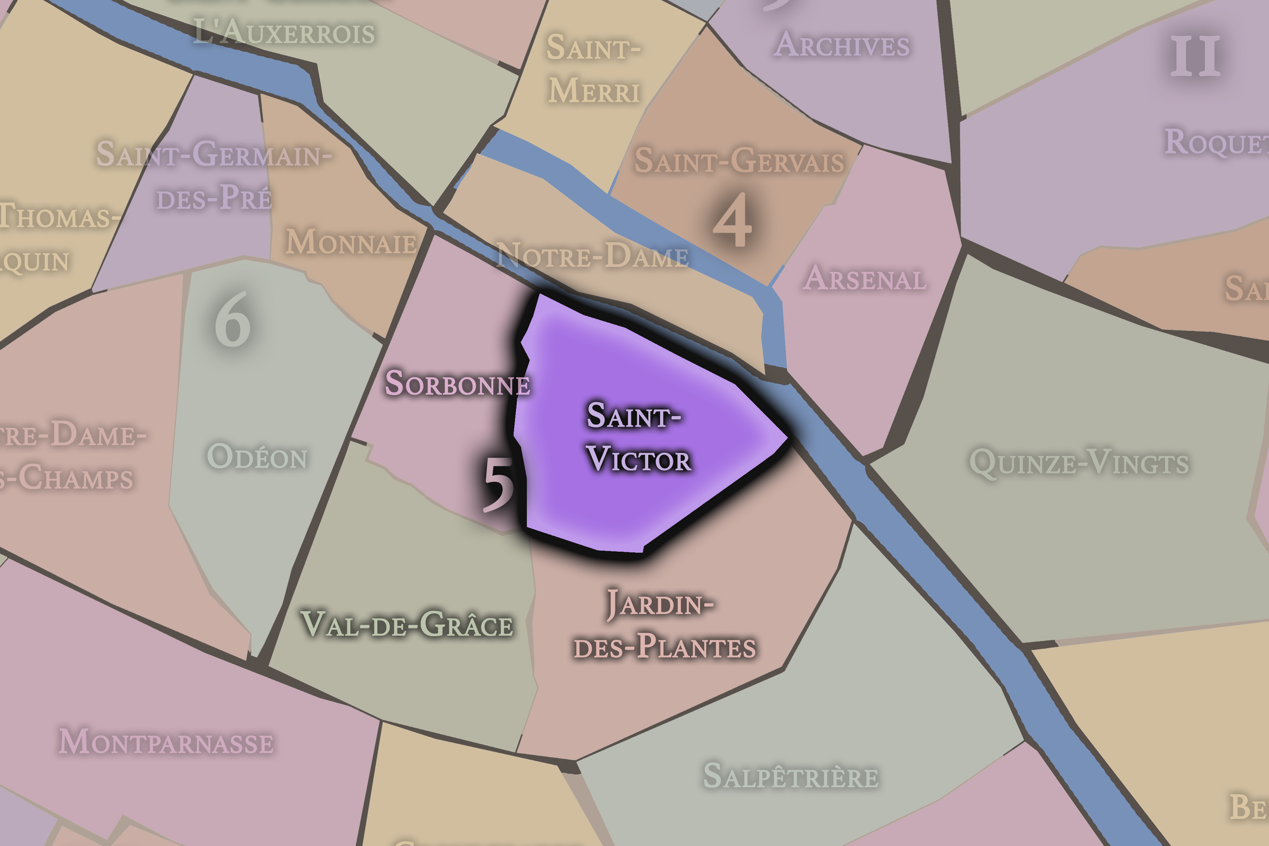   5e — Saint-Victor | Paris Administrative Quarter Neighborhood Map  