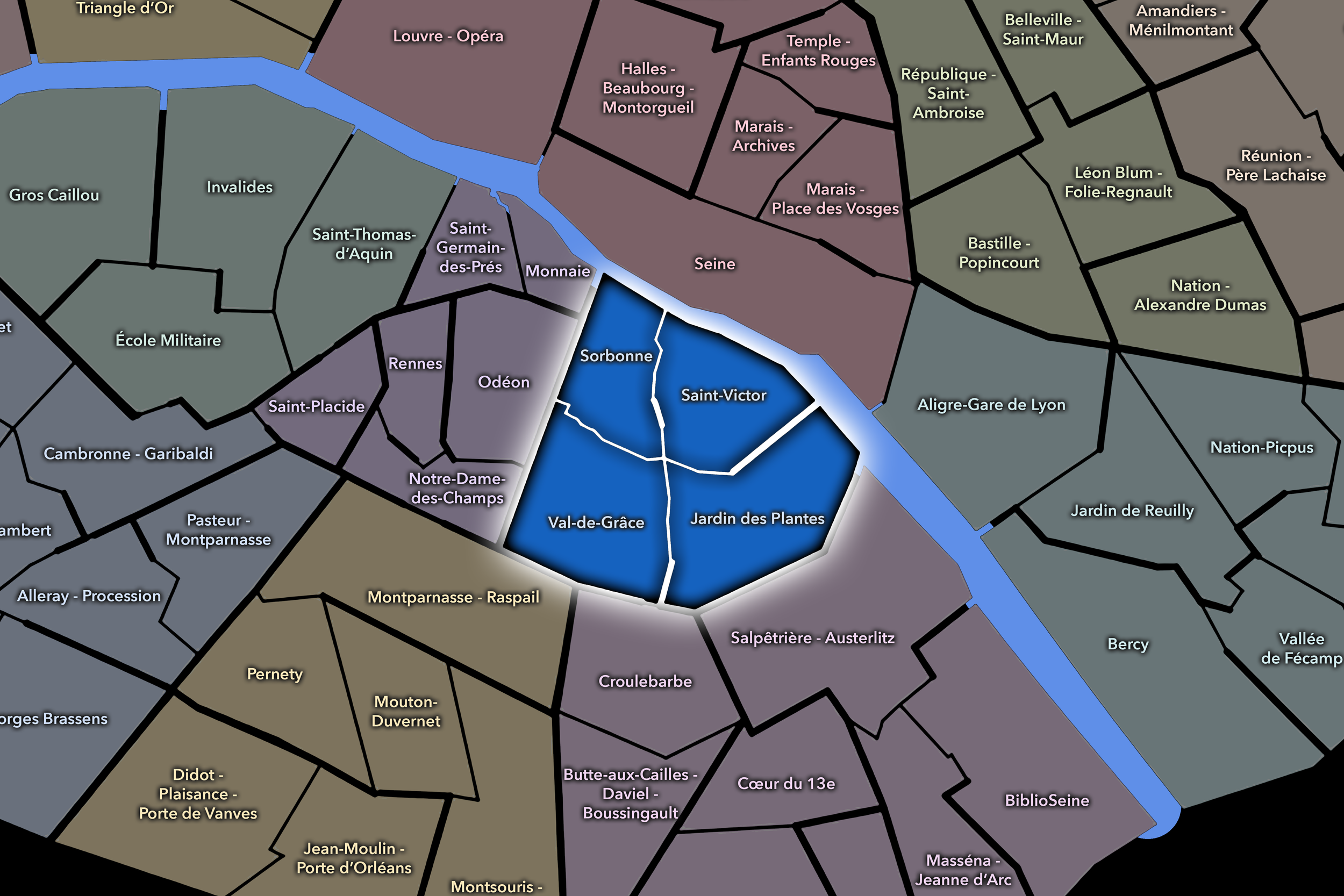   5e — Panthéon | Paris Conseils de Quartier Neighborhood Map  