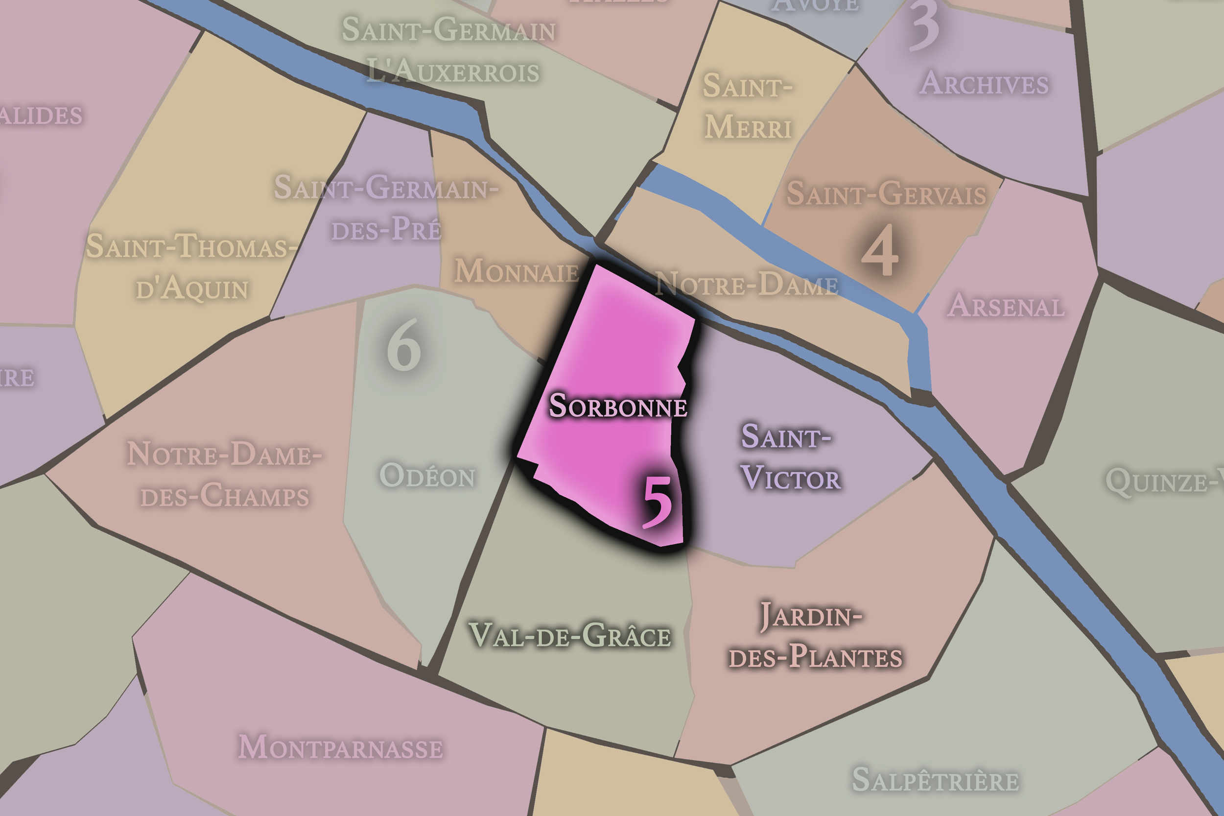   5e — Sorbonne | Paris Administrative Quarter Neighborhood Map  