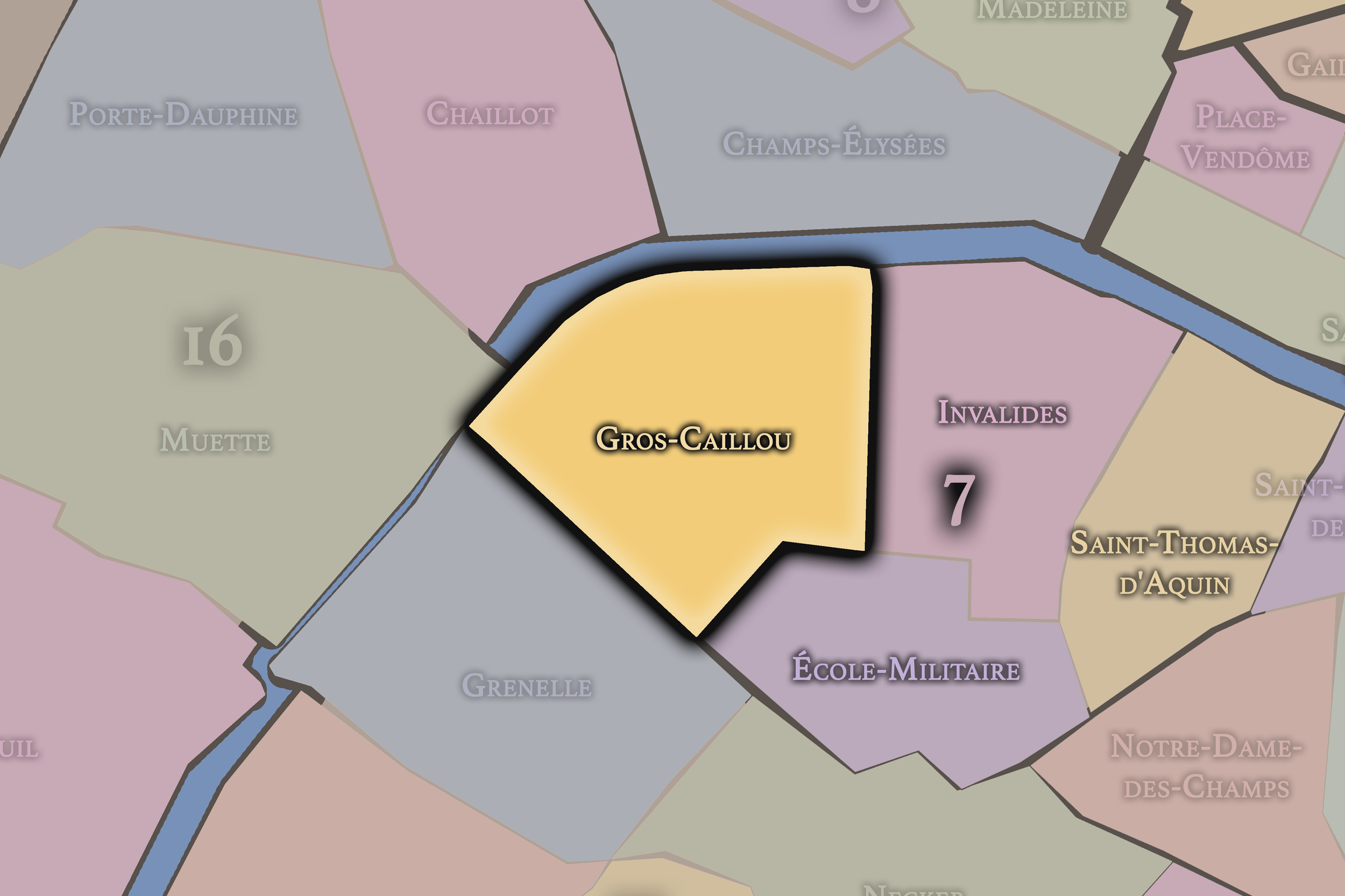   7e — Gros-Caillou | Paris Administrative Quarter Neighborhood Map  