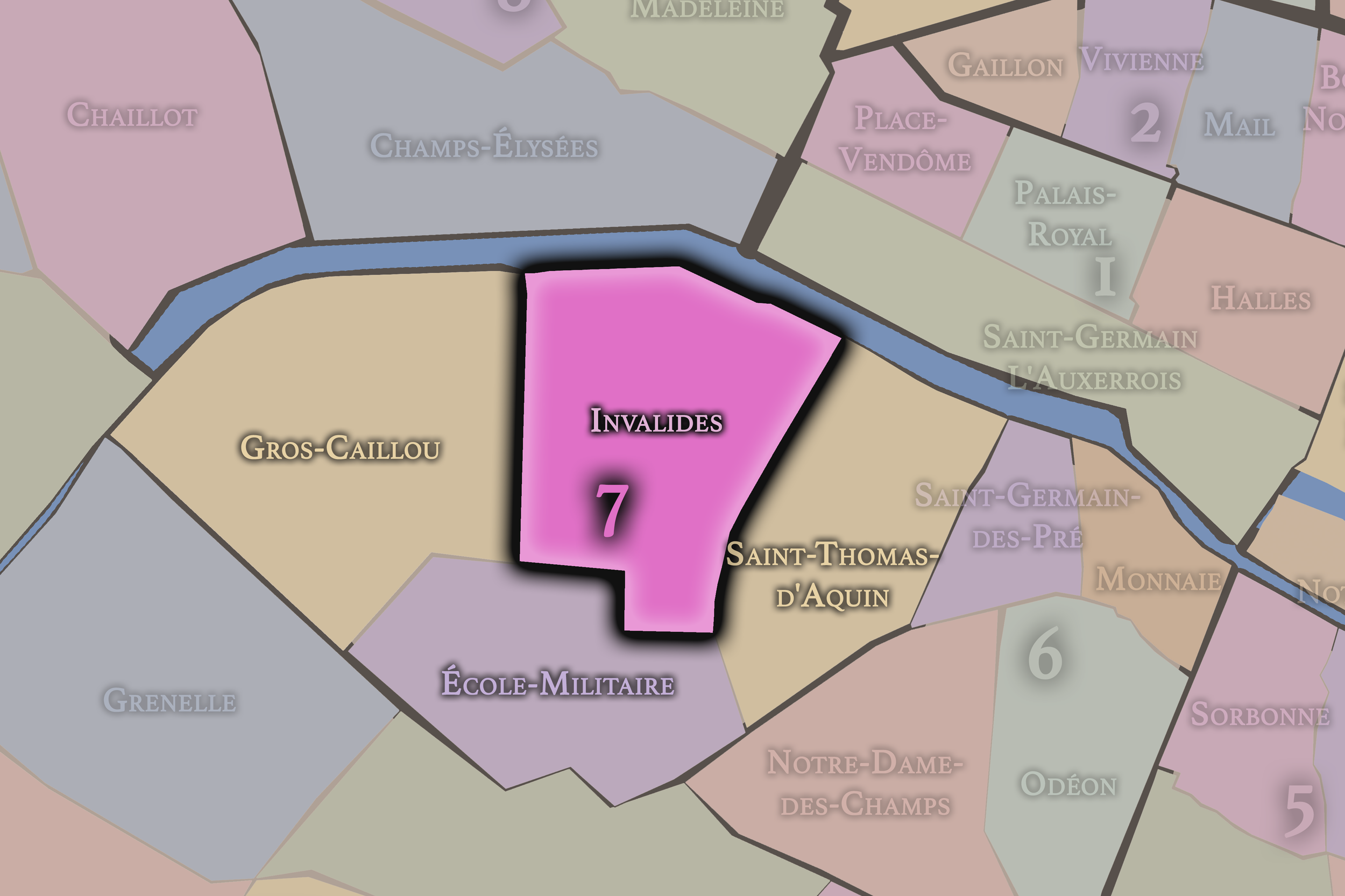   7e — Invalides | Paris Administrative Quarter Neighborhood Map  