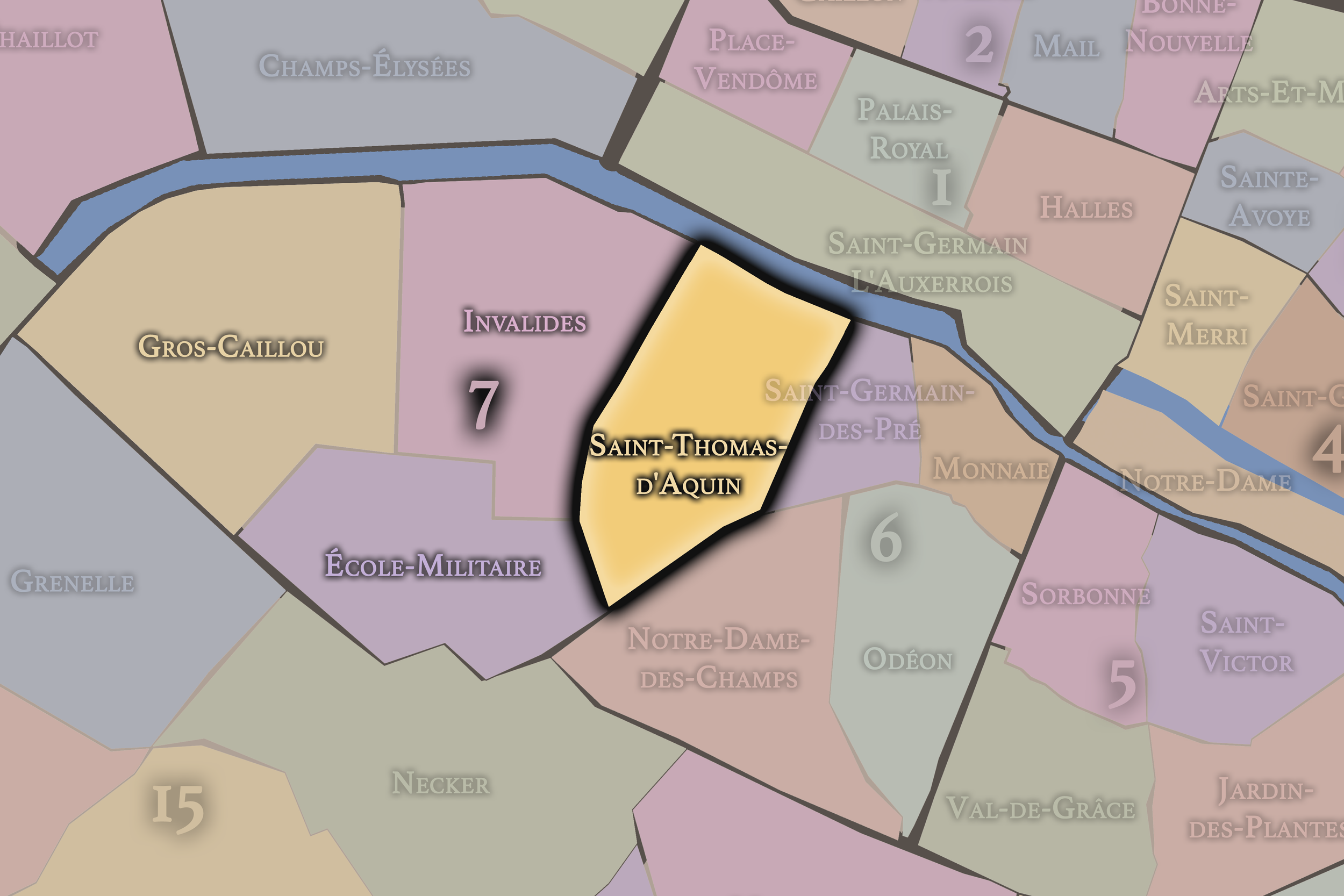   7e — Saint-Thomas-d'Aquin | Paris Administrative Quarter Neighborhood Map  