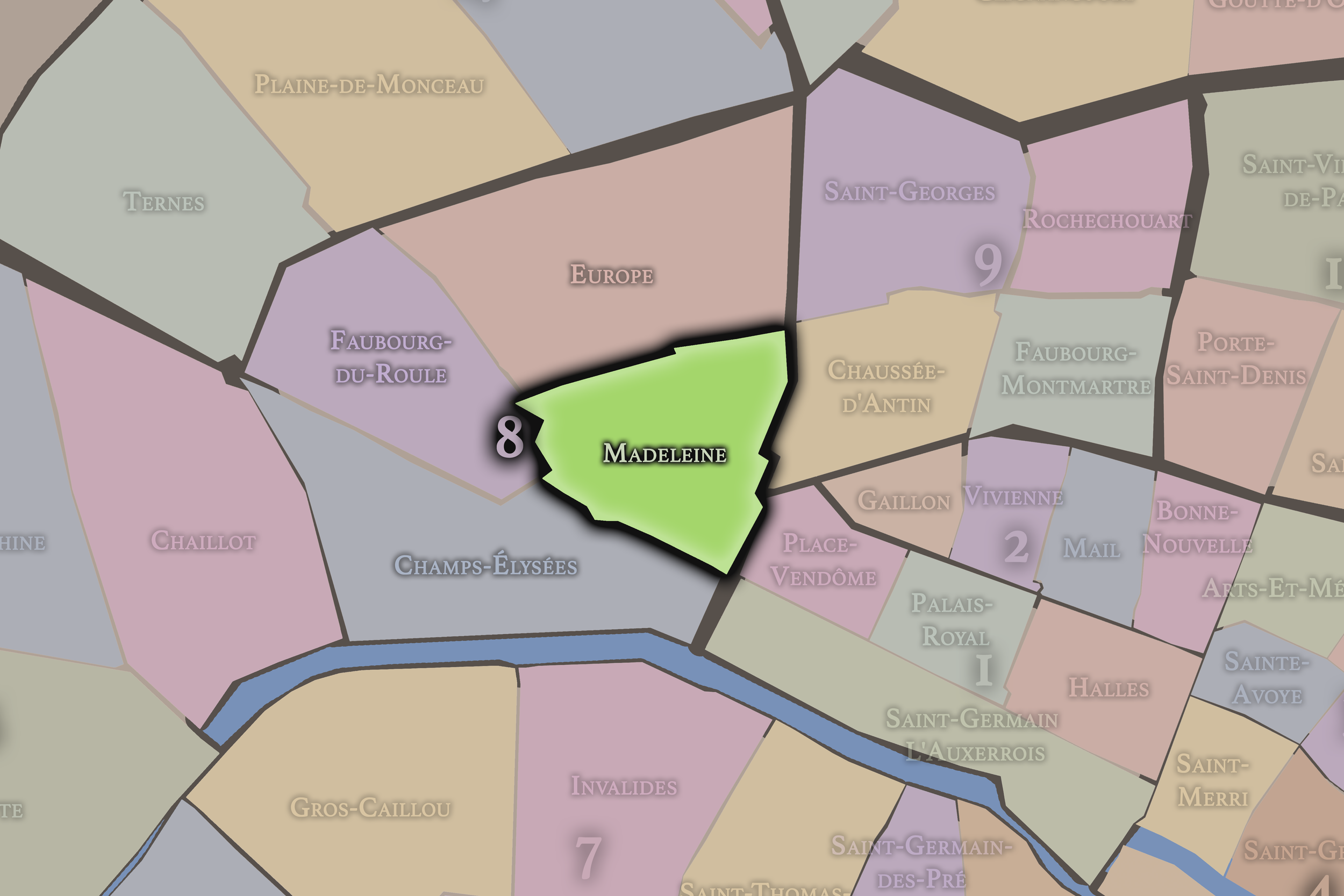   8e — Madeleine | Paris Administrative Quarter Neighborhood Map  