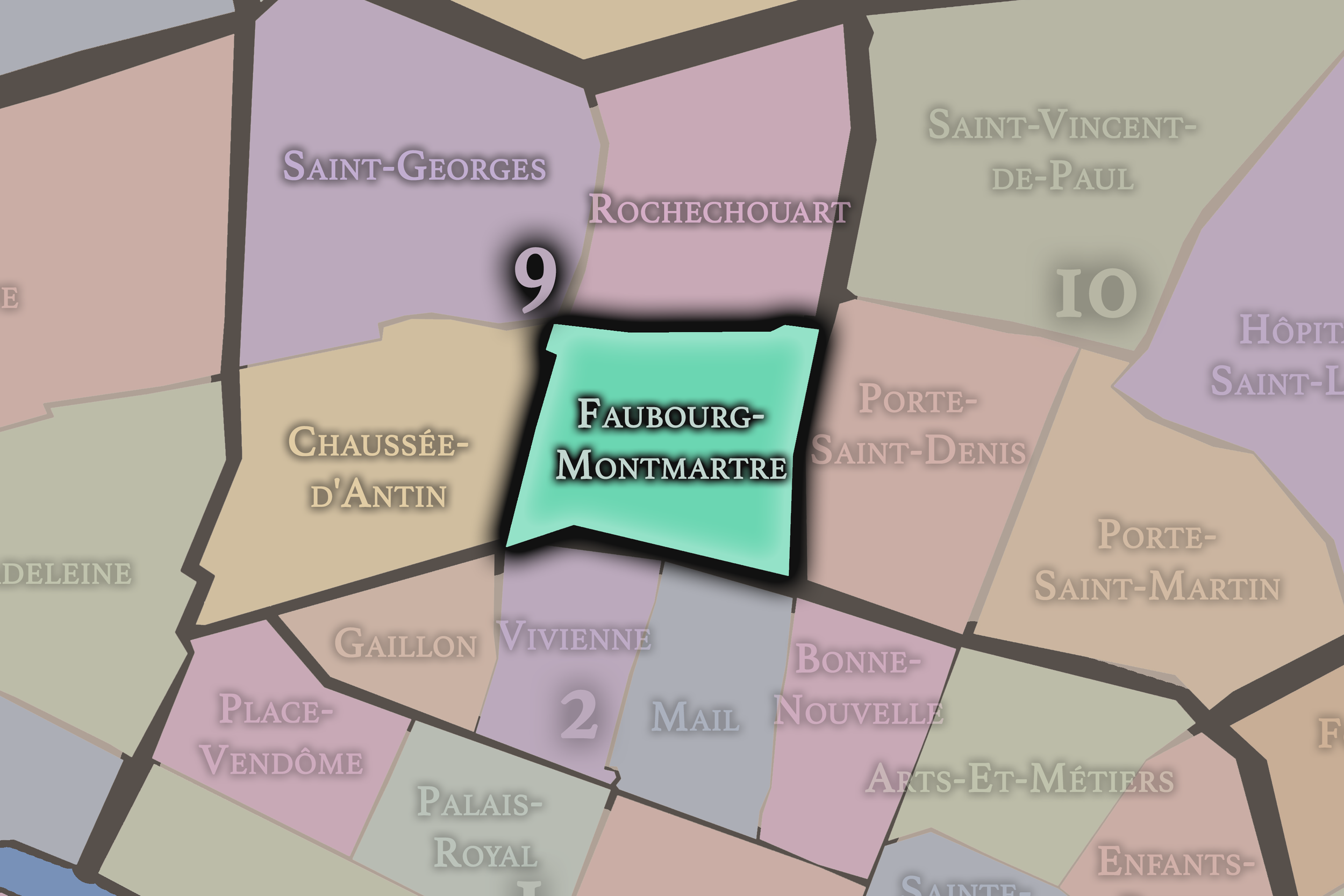   9e — Faubourg-Montmartre | Paris Administrative Quarter Neighborhood Map  