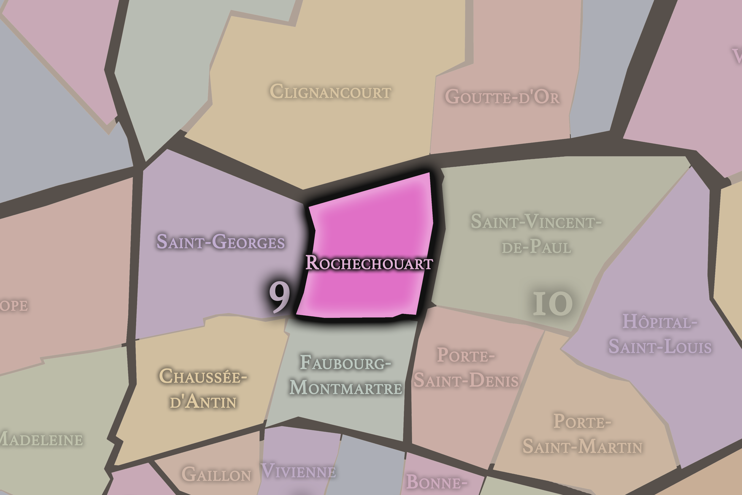   9e — Rochechouart | Paris Administrative Quarter Neighborhood Map  