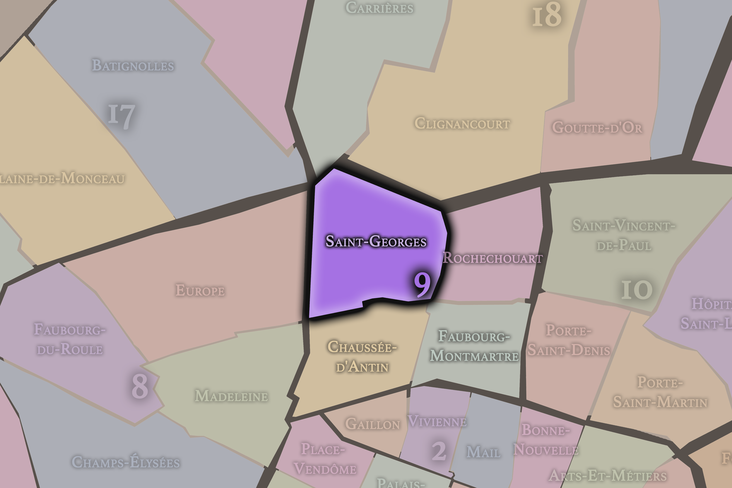   9e — Saint-Georges | Paris Administrative Quarter Neighborhood Map  