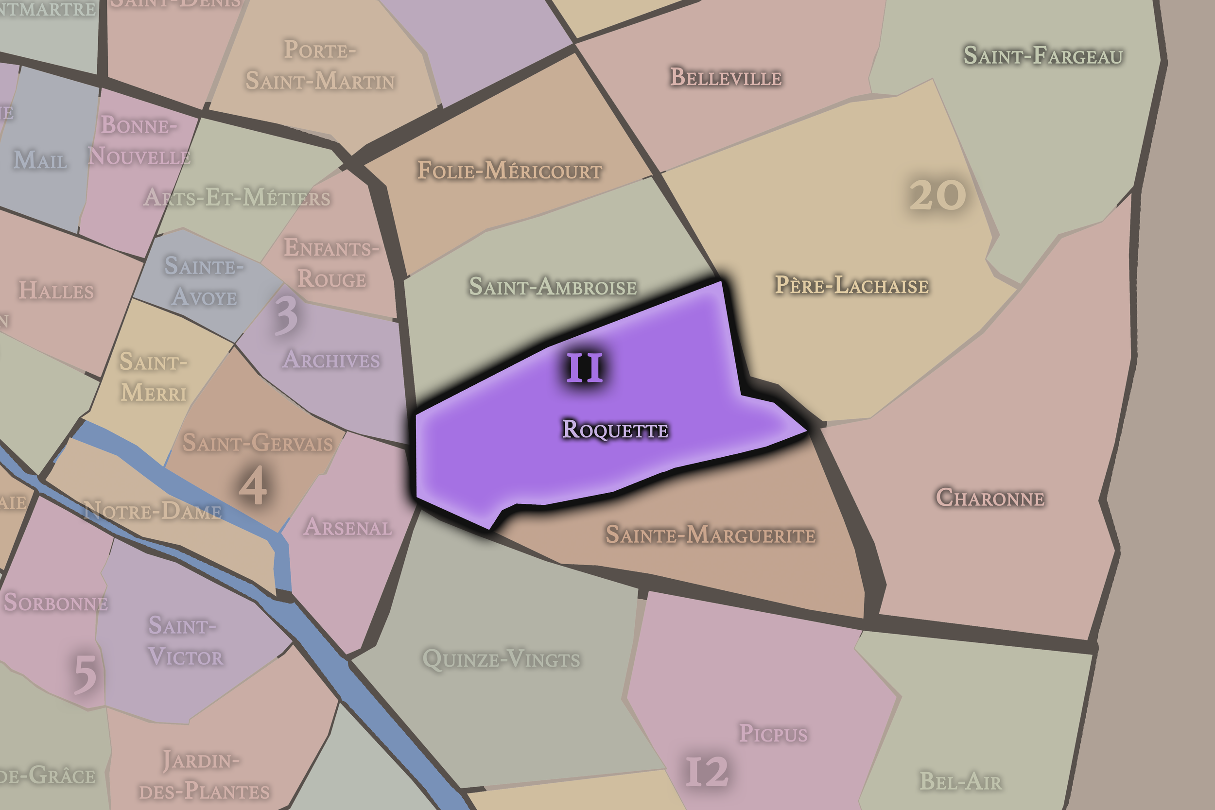   11e — Roquette | Paris Administrative Quarter Neighborhood Map  