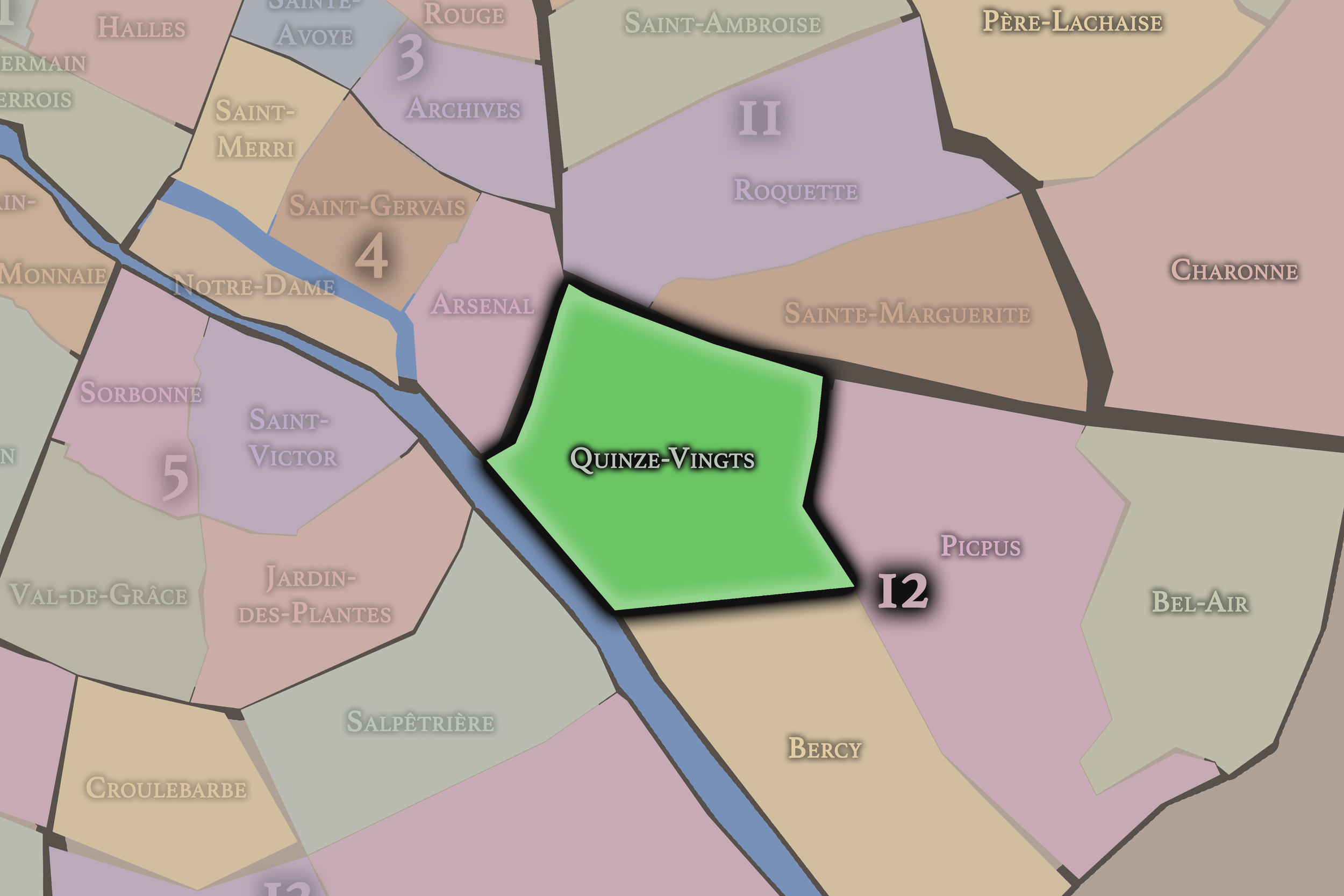   12e — Quinze-Vingts | Paris Administrative Quarter Neighborhood Map  