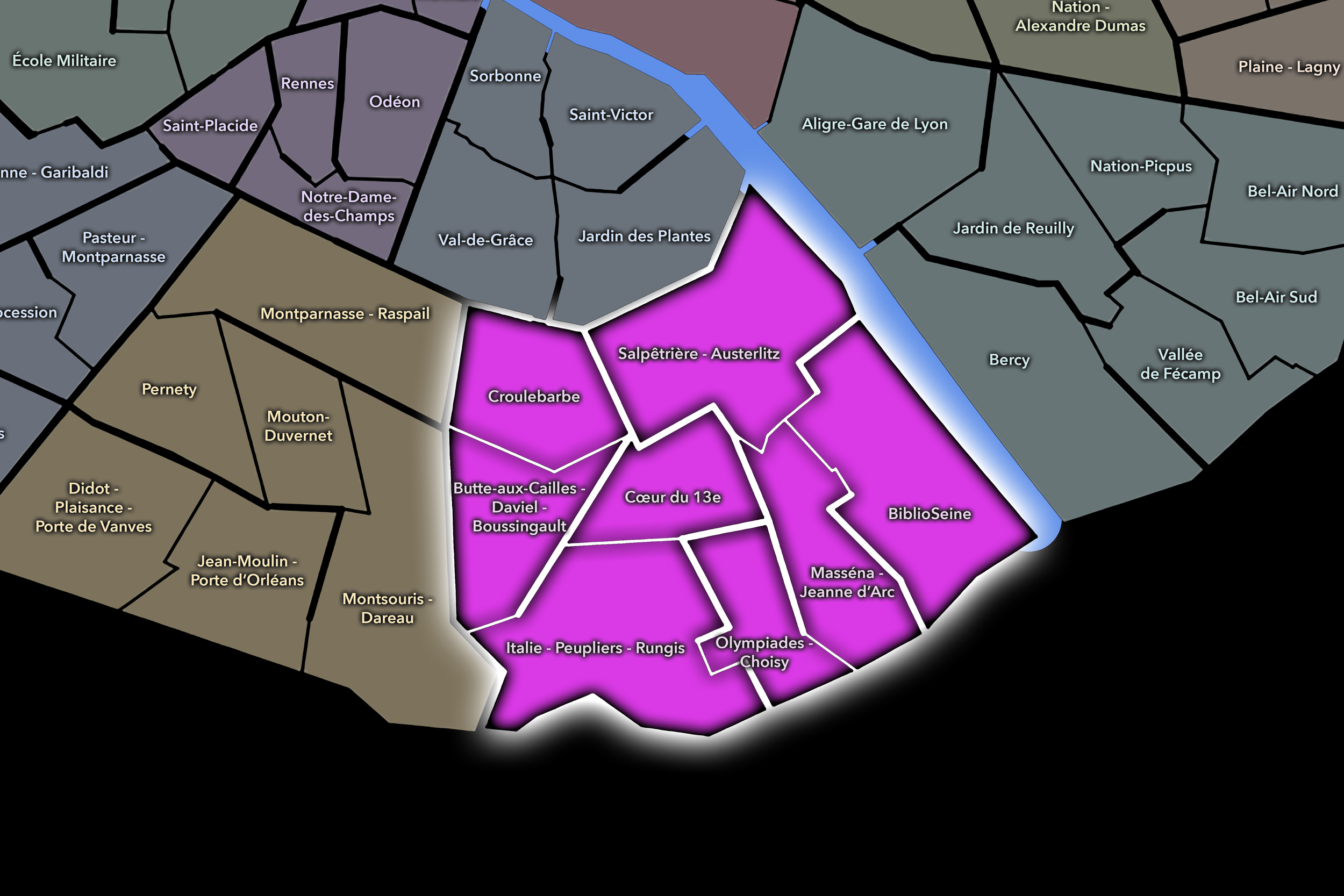   13e — Gobelins | Paris Conseils de Quartier Neighborhood Map  