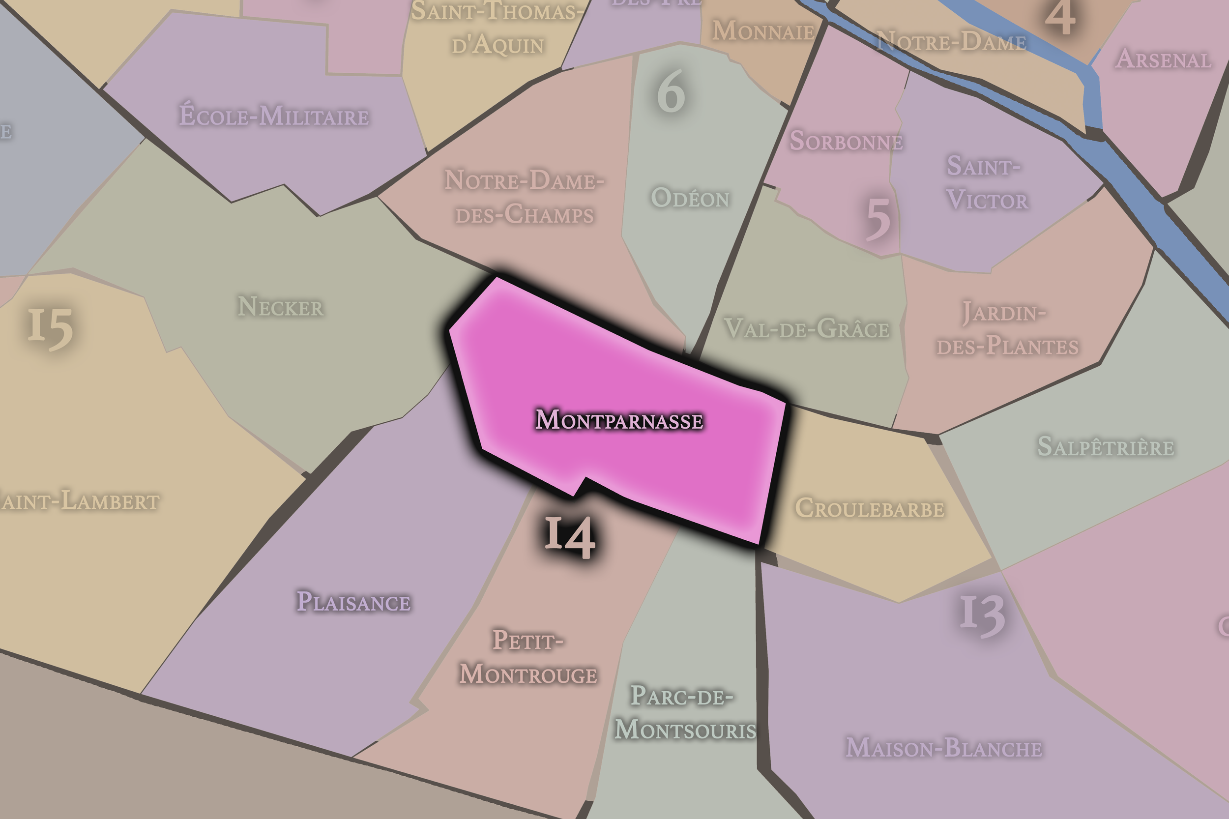   14e — Montparnasse | Paris Administrative Quarter Neighborhood Map  