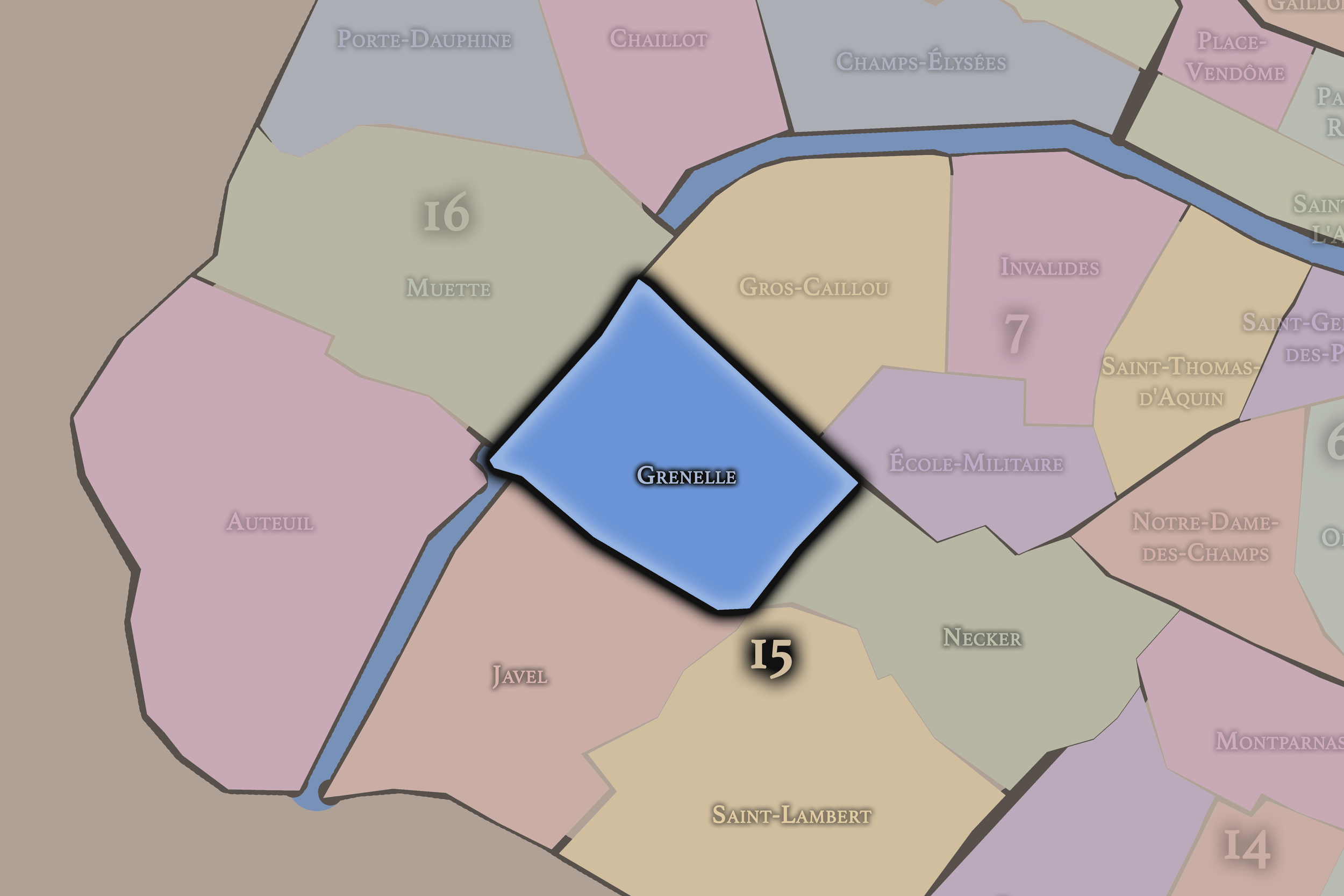   15e — Grenelle | Paris Administrative Quarter Neighborhood Map  
