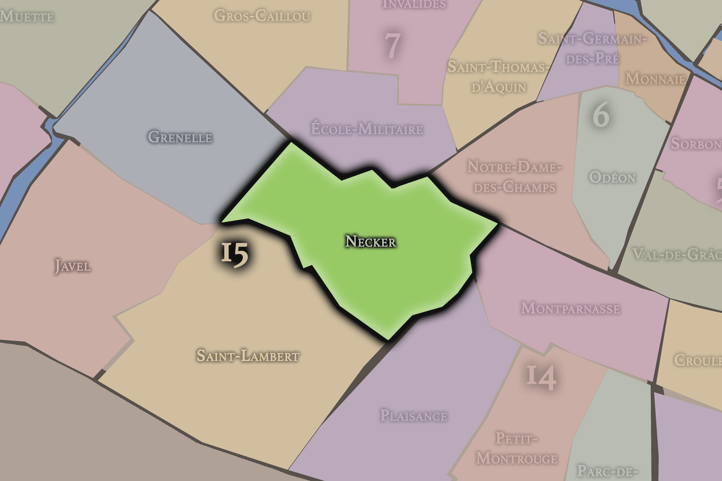   15e — Javel | Paris Administrative Quarter Neighborhood Map  