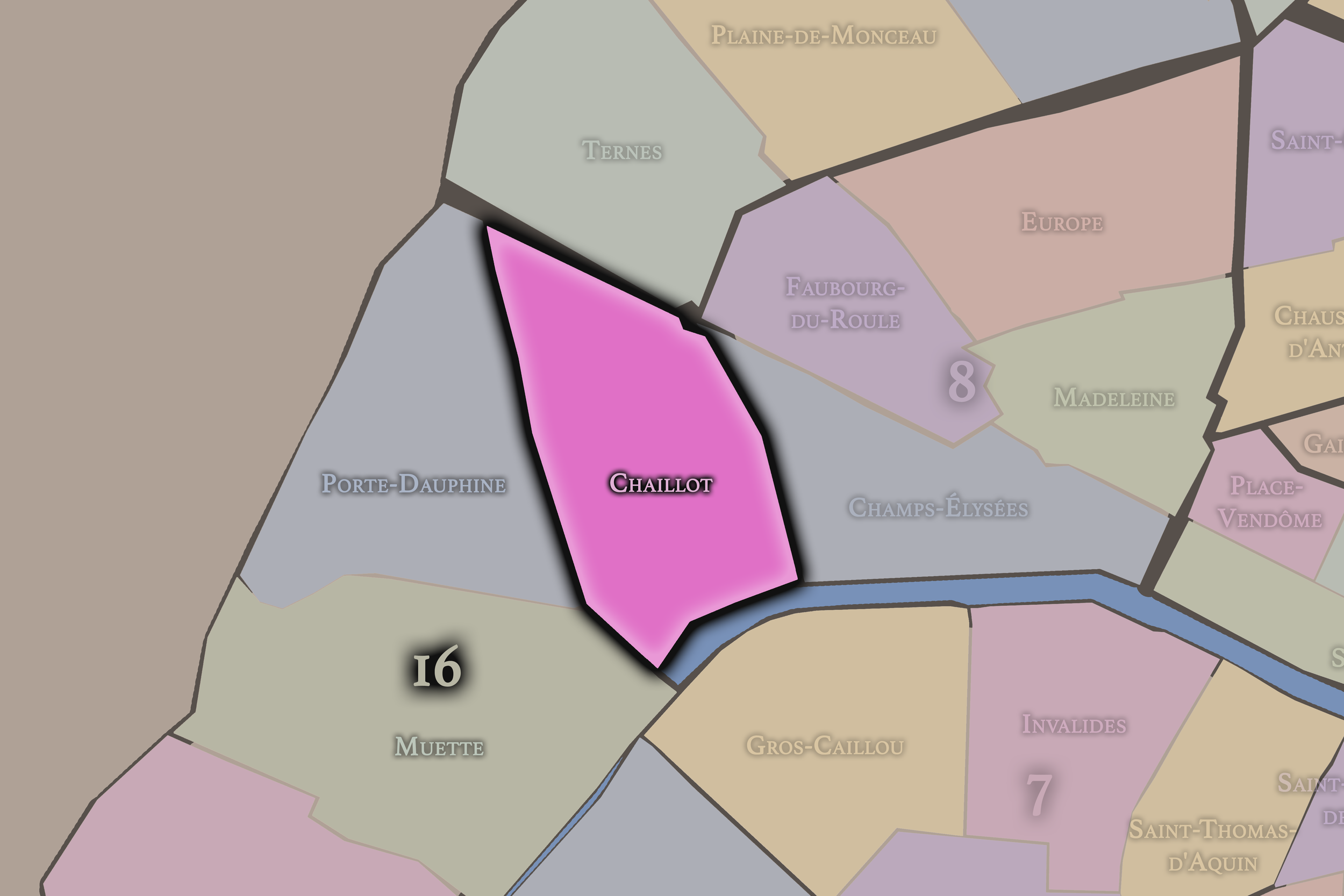   16e — Chaillot | Paris Administrative Quarter Neighborhood Map  