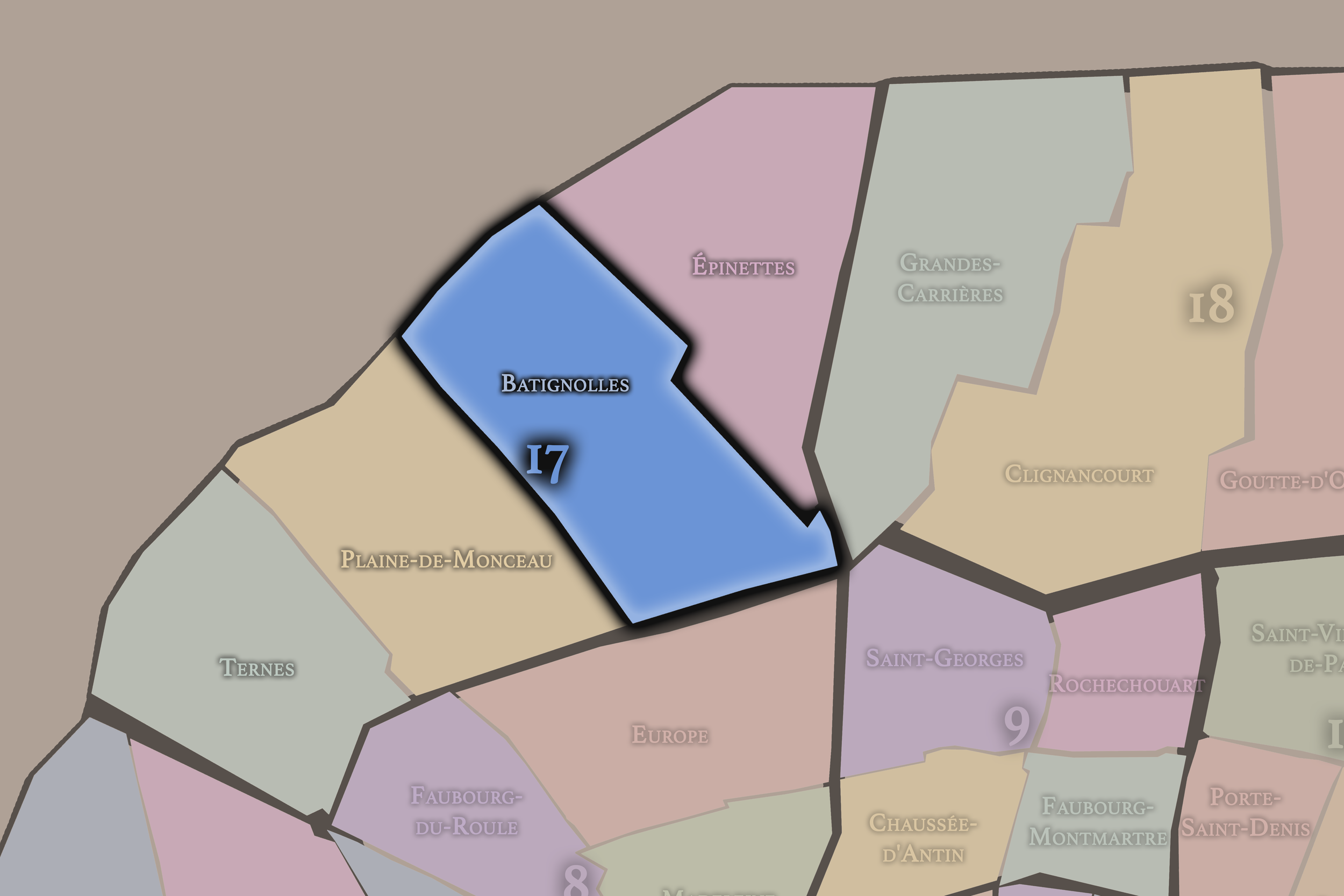   17e — Batignolles | Paris Administrative Quarter Neighborhood Map  