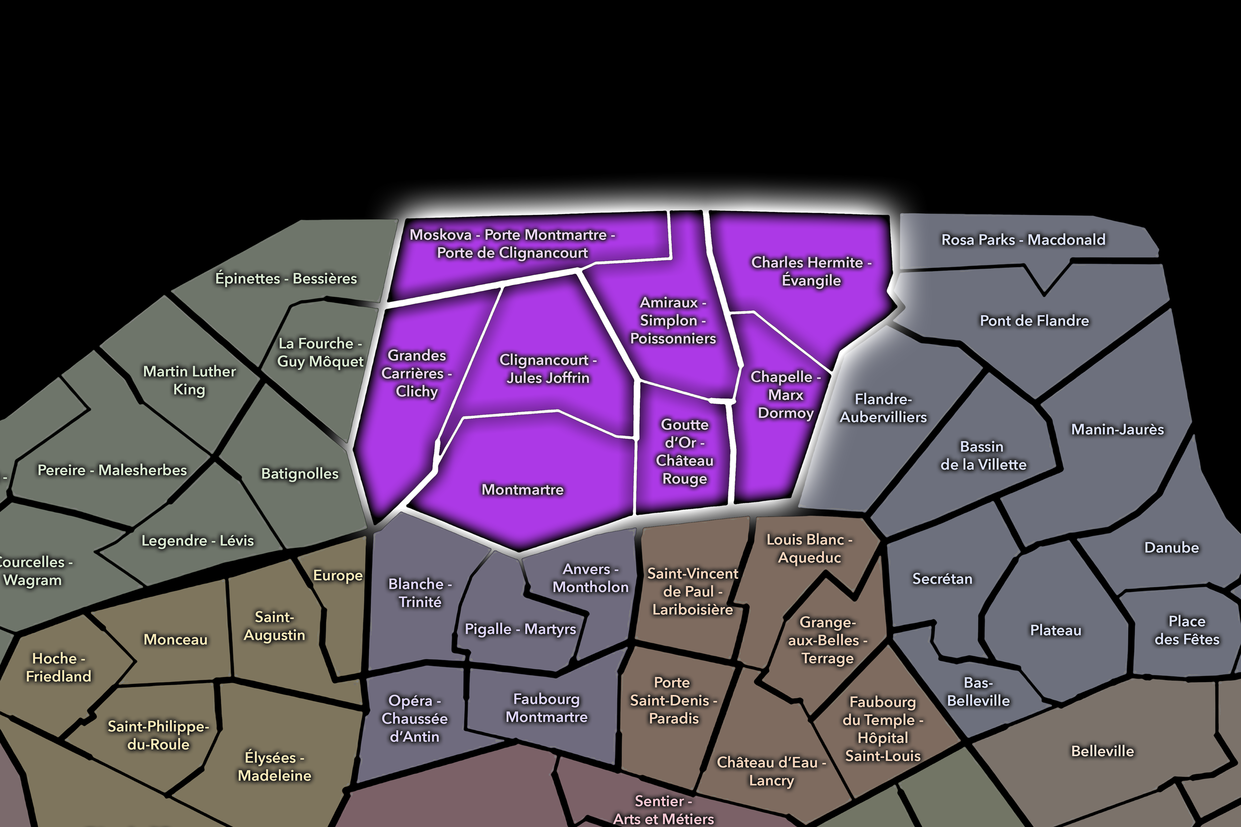   18e — Butte-Montmartre | Paris Conseils de Quartier Neighborhood Map  