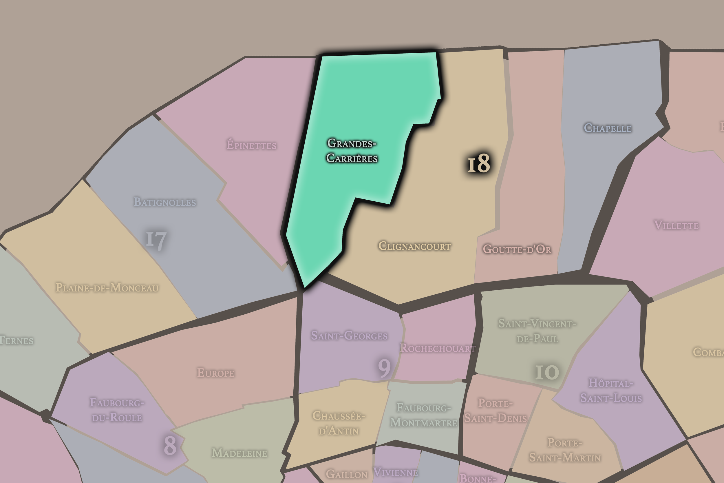   18e — Grandes-Carrières | Paris Administrative Quarter Neighborhood Map  