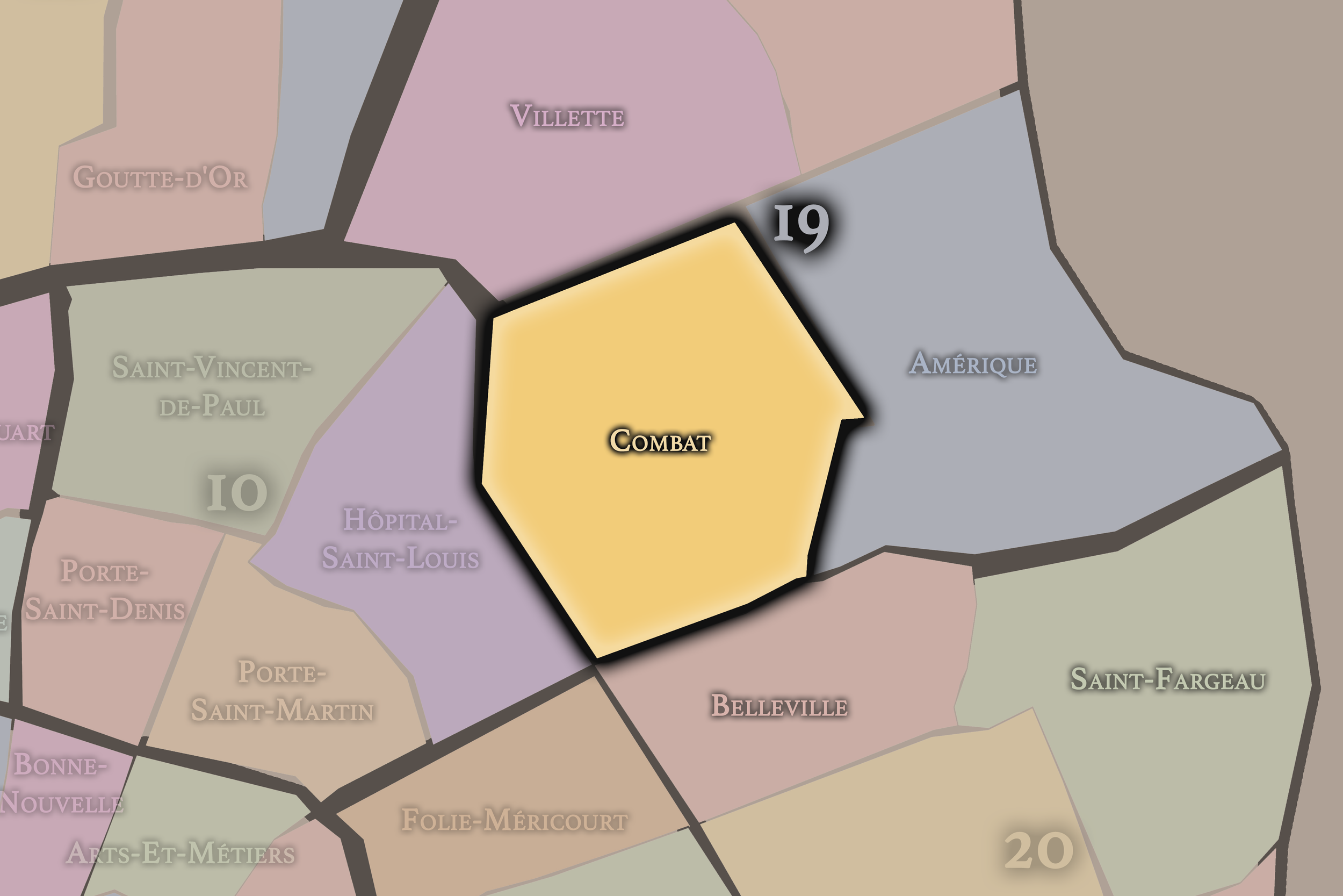   19e — Combat | Paris Administrative Quarter Neighborhood Map  