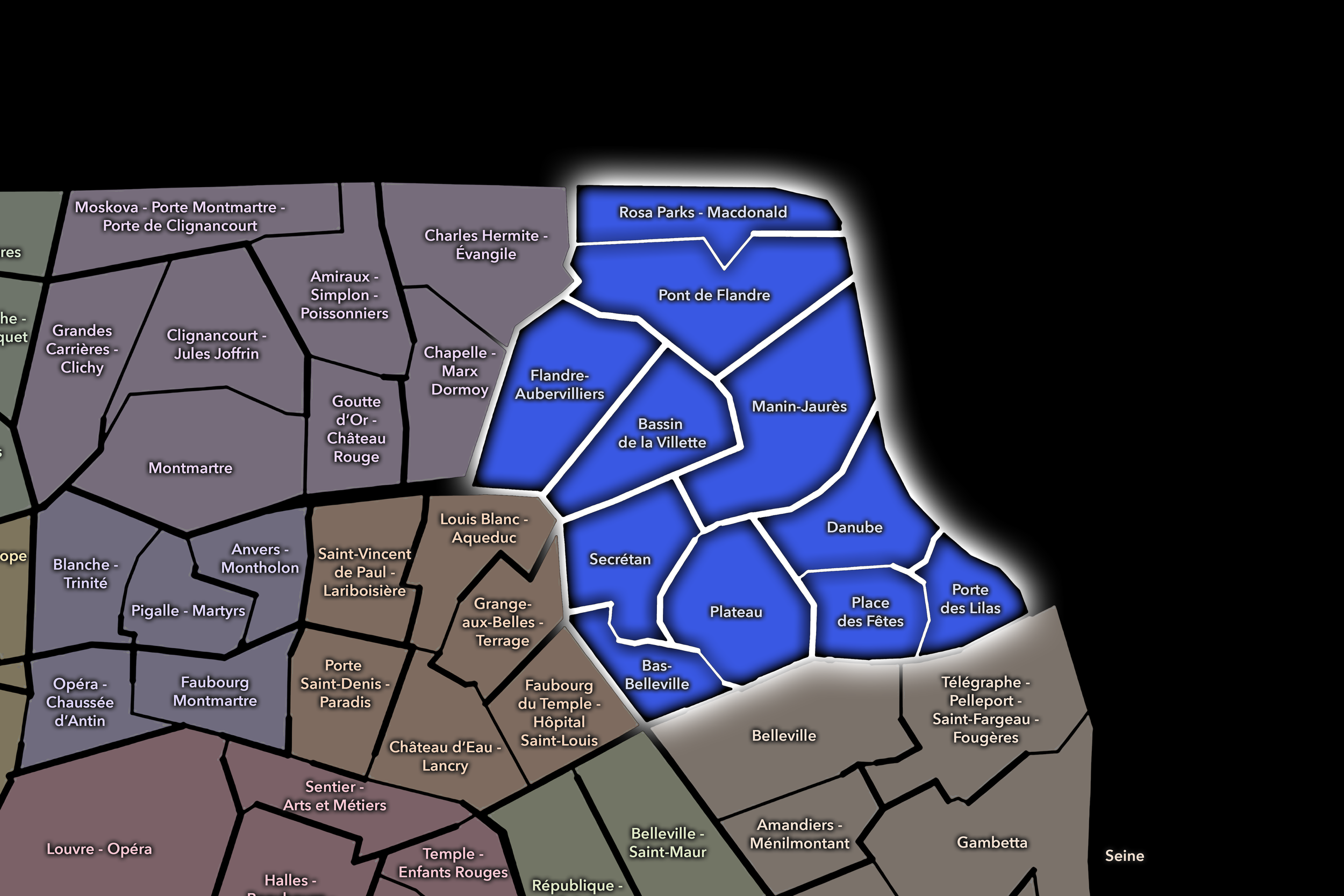   19e — Buttes-Chaumont | Paris Conseils de Quartier Neighborhood Map  