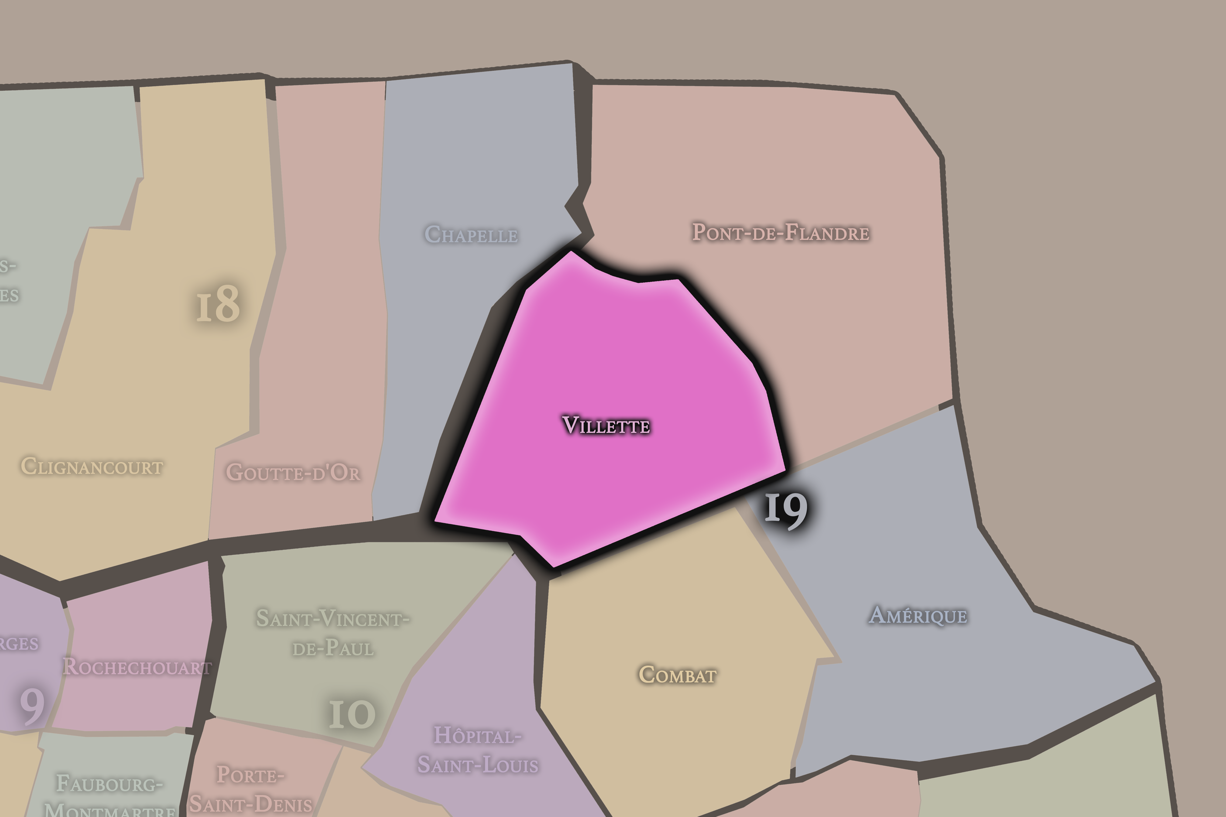   19e — Villette | Paris Administrative Quarter Neighborhood Map  