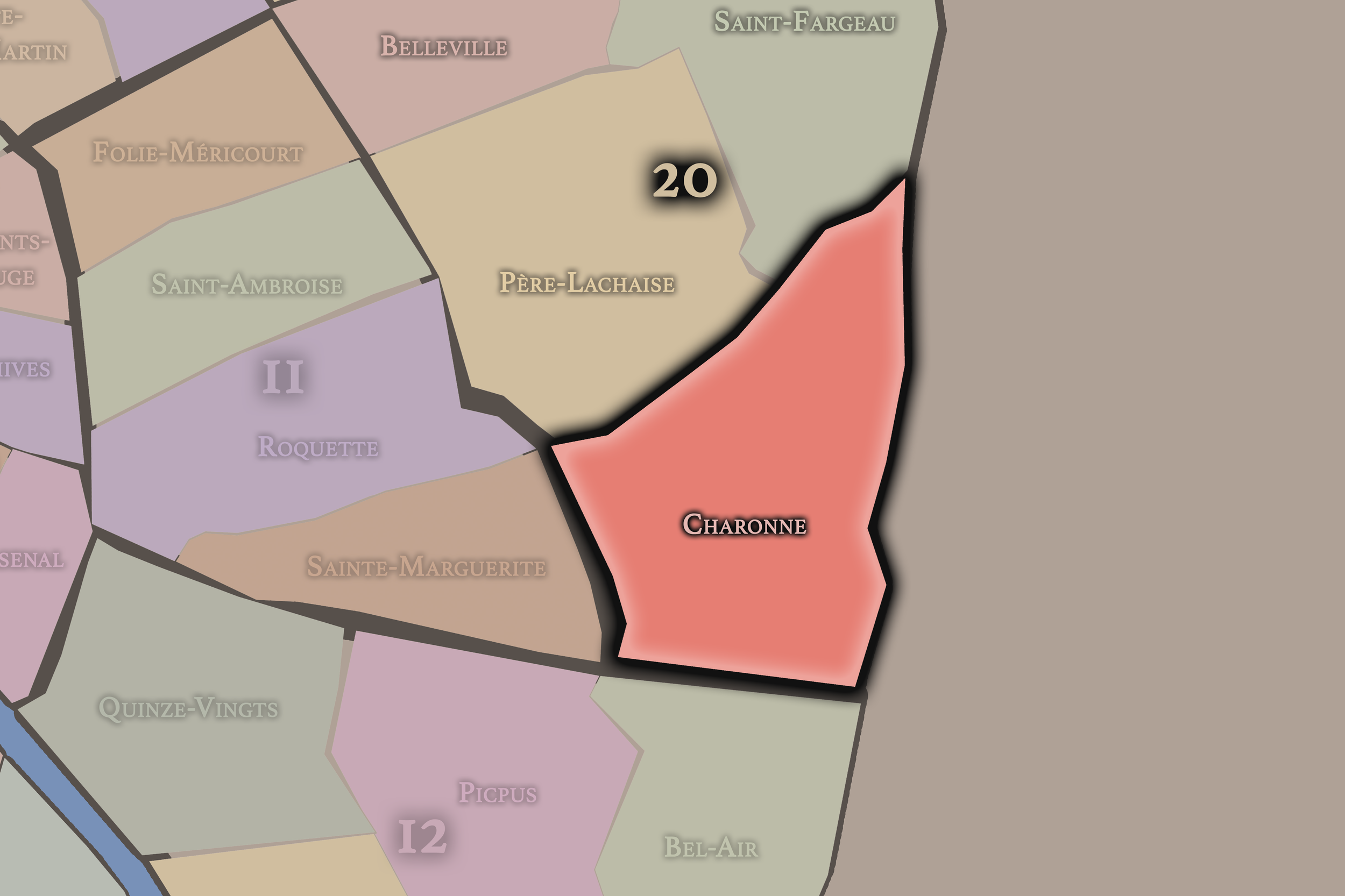   20e — Charonne | Paris Administrative Quarter Neighborhood Map  
