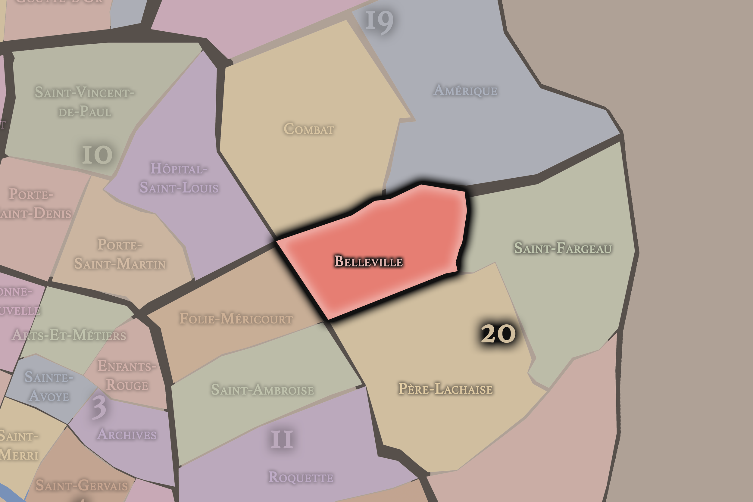   20e — Belleville | Paris Administrative Quarter Neighborhood Map  
