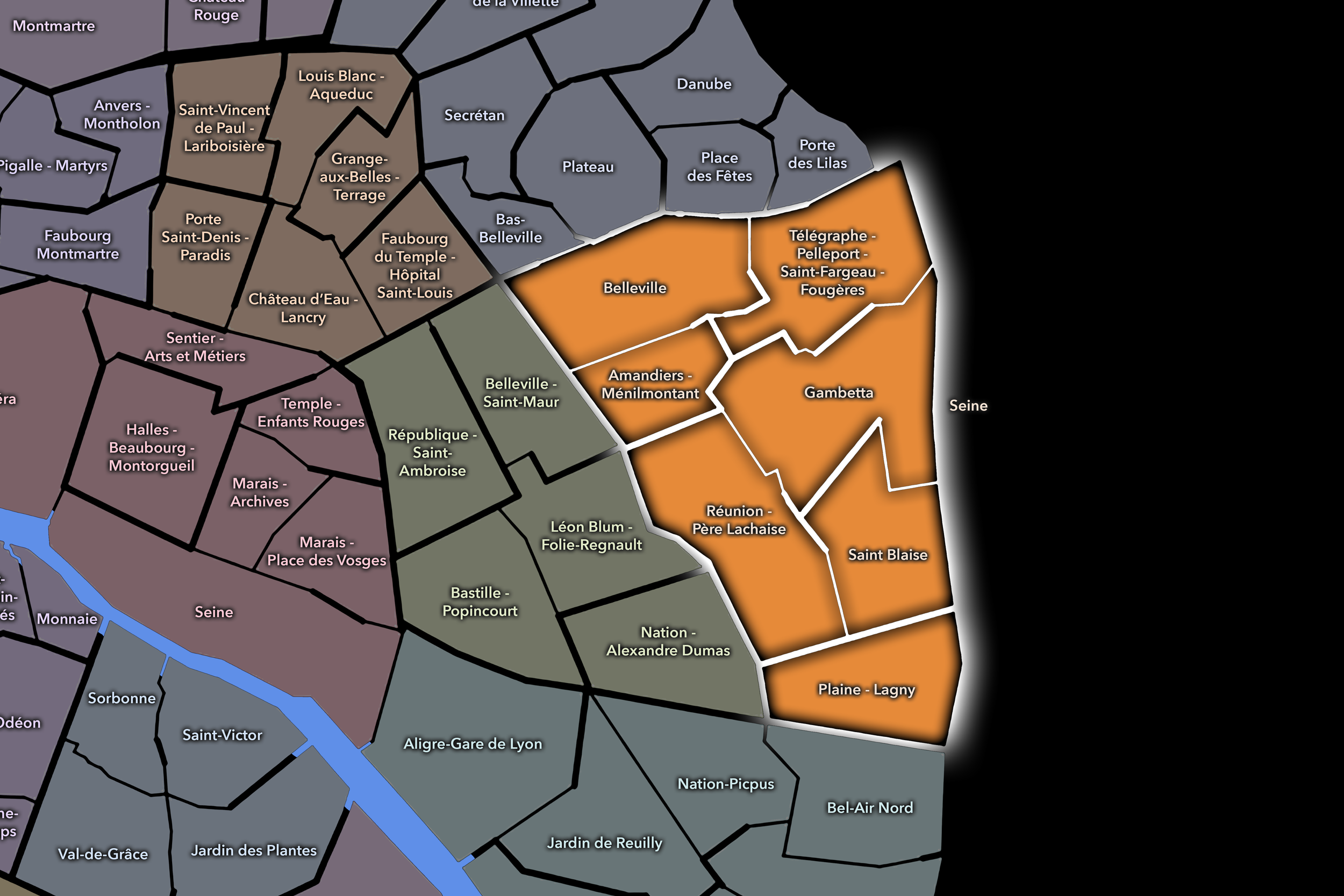   20e — Ménilmontant | Paris Conseils de Quartier Neighborhood Map  