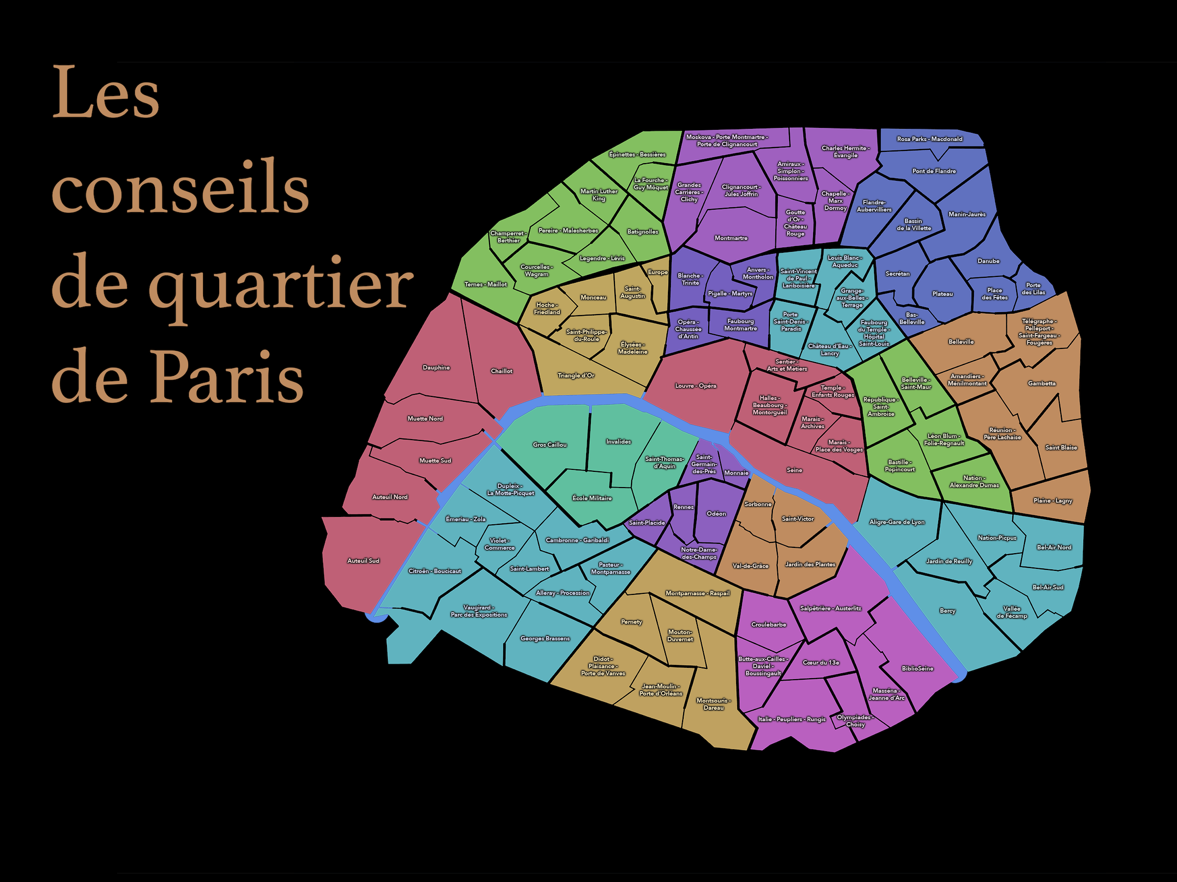 Paris Conseils de Quartier Neighborhood Map