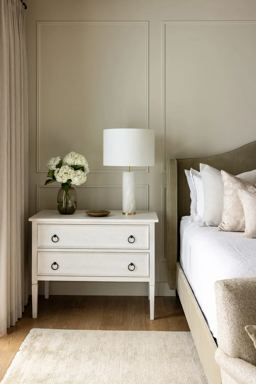 secondary bedroom bed and bedside table