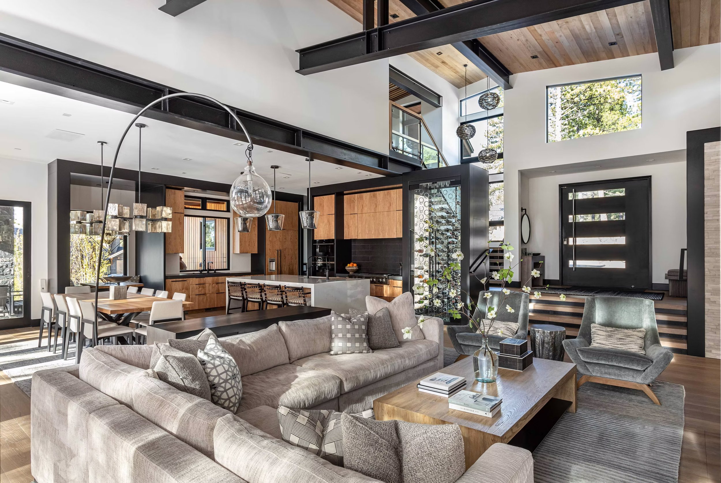open floor concept with dining, kitchen, and living room