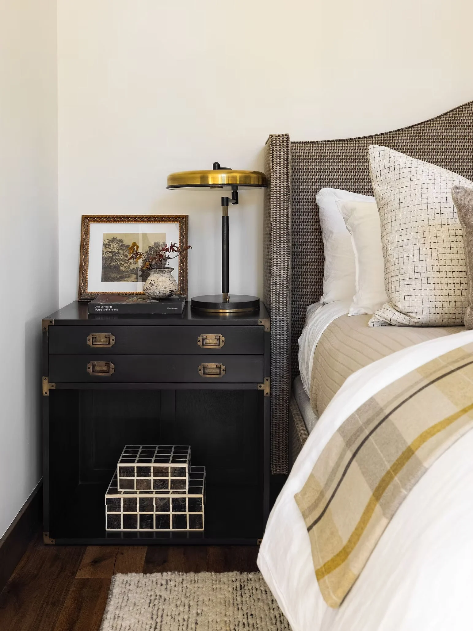 bedroom with nightstand and light