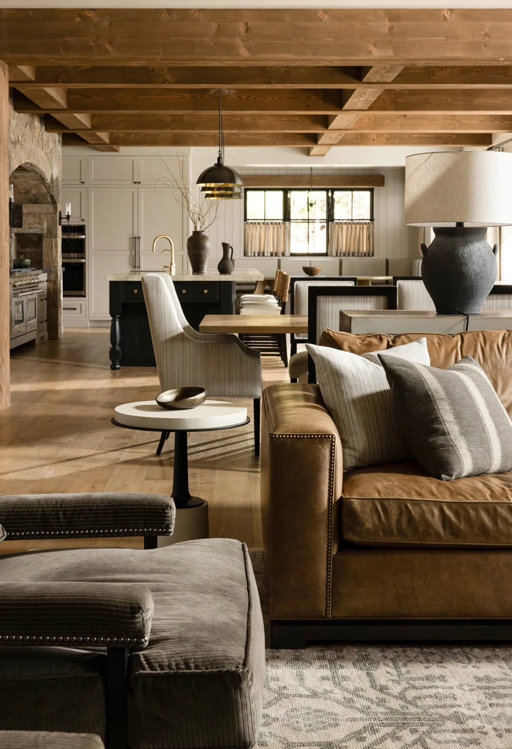 open concept living room dining room kitchen